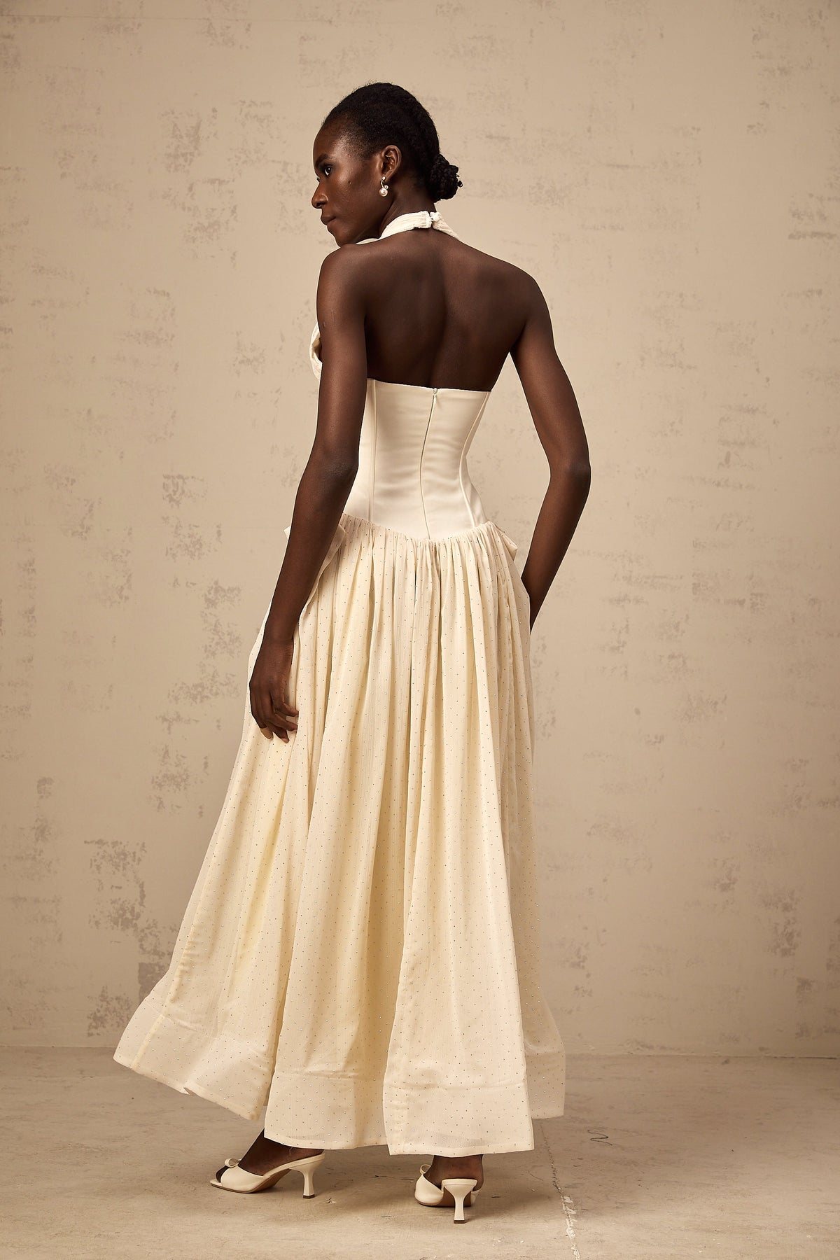 Charlotte halterneck tulle midi dress (Final Sale)