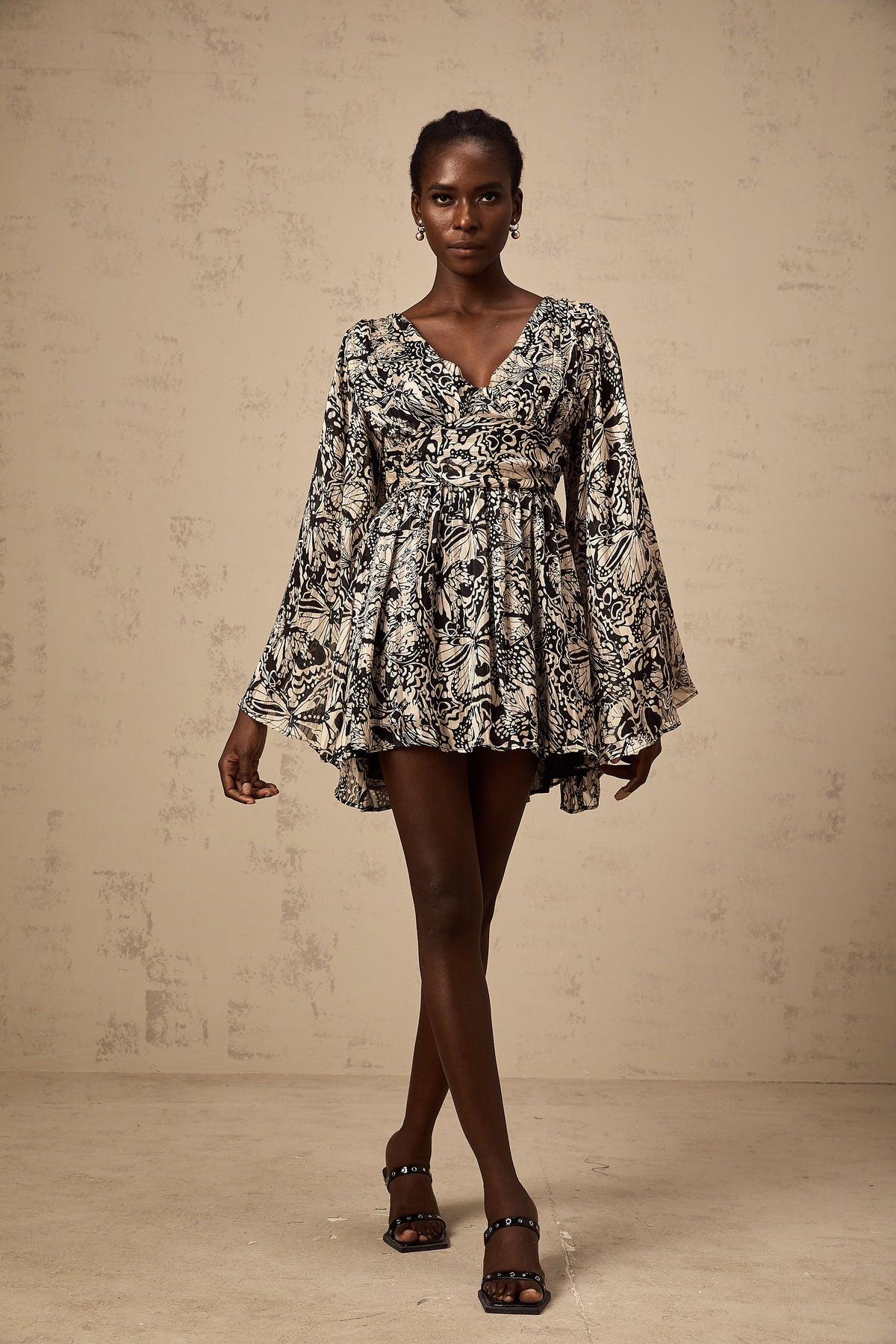 Perrine pattern-print V-neck mini dress