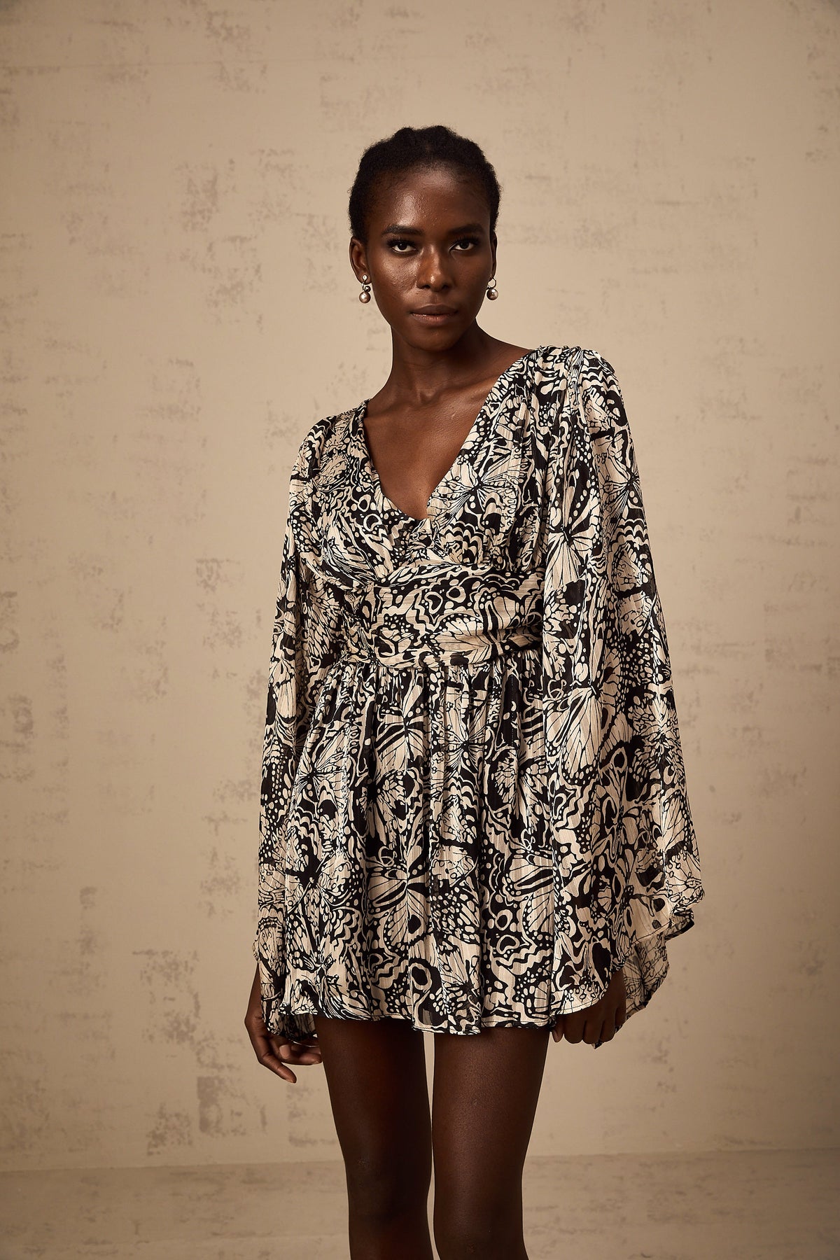 Perrine pattern-print V-neck mini dress