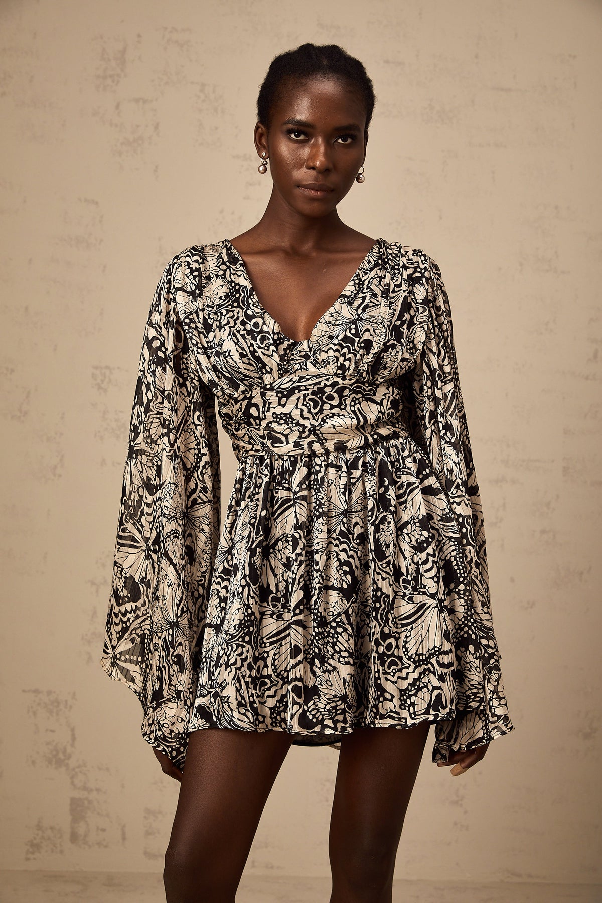 Perrine pattern-print V-neck mini dress