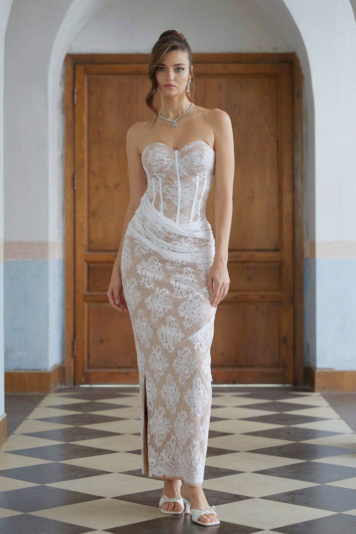 Tyra White Floral Lace Corset Maxi Dress (Final Sale)