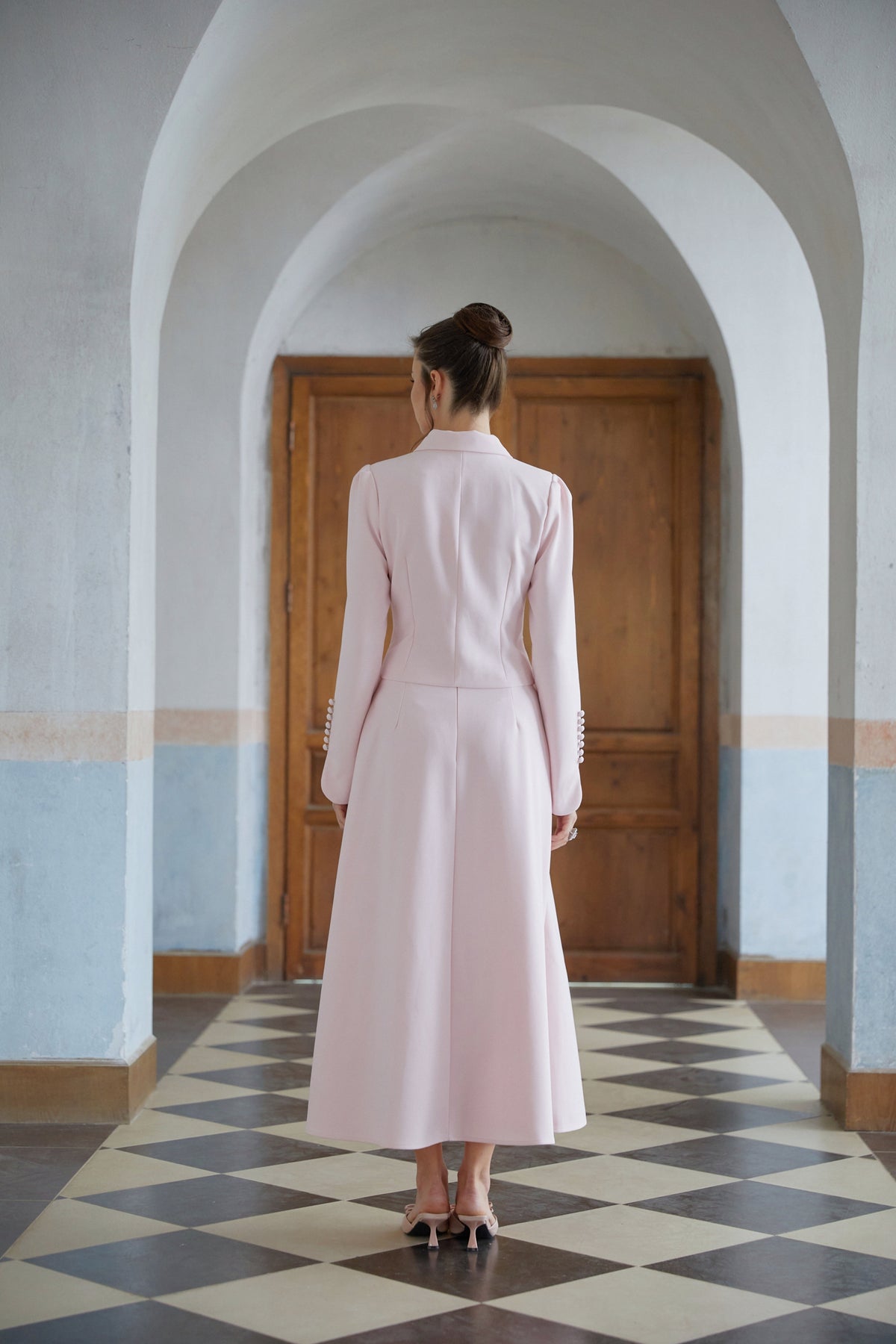 Eira Pink Peter Pan Collar Jacket & Skirt Set (Final Sale-US Only)