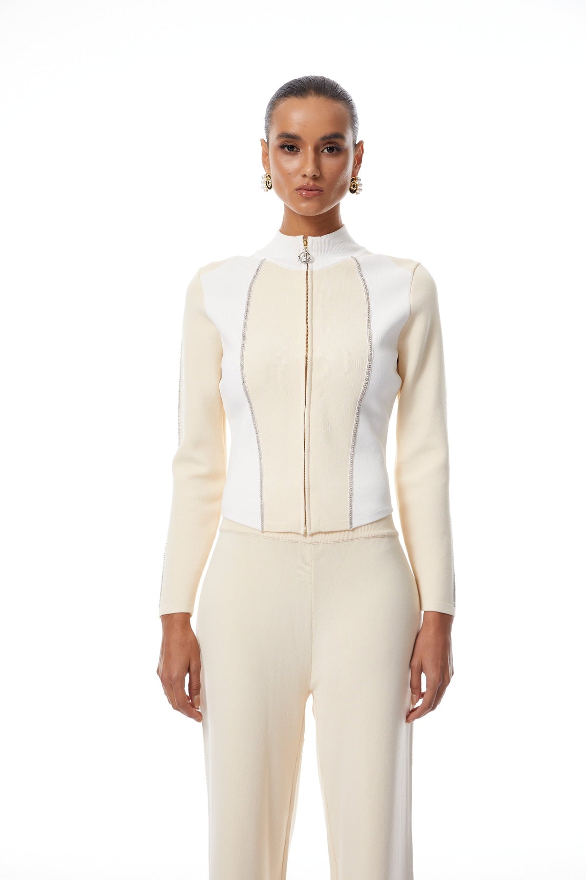 Kennedy Neutral Metallic Threaded Knit Co-ord Set