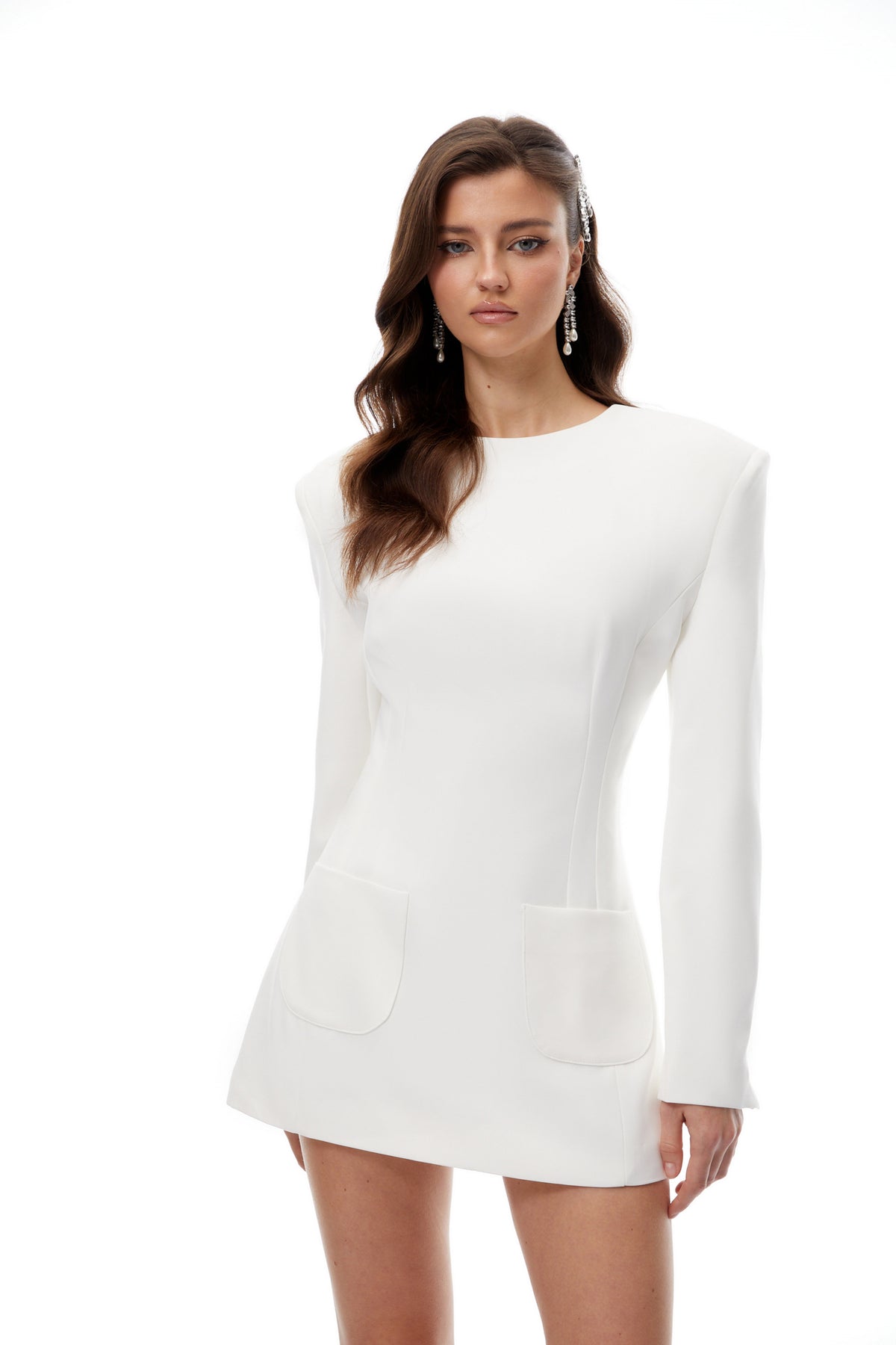 Giuseppina White Darted Structured Mini Dress