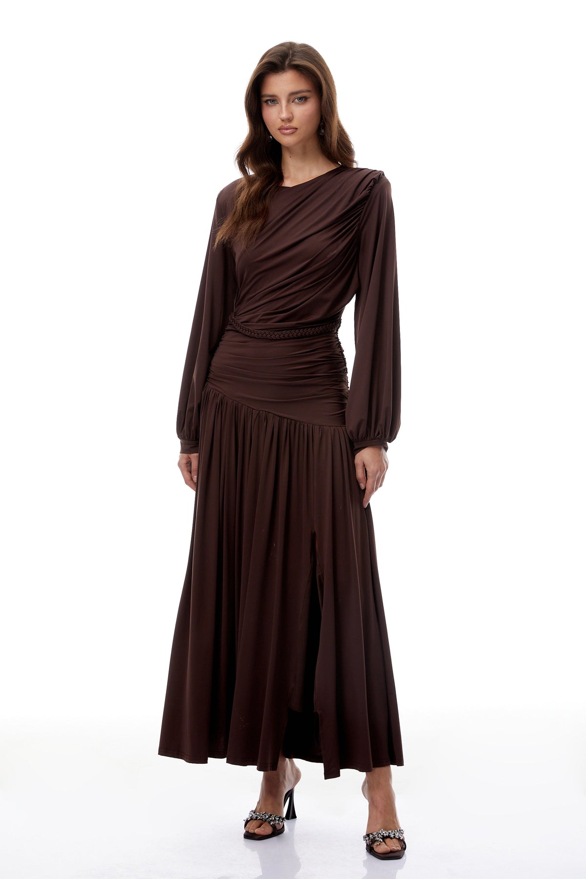 Tabitha Brown Braid Detail Ruched Maxi Dress