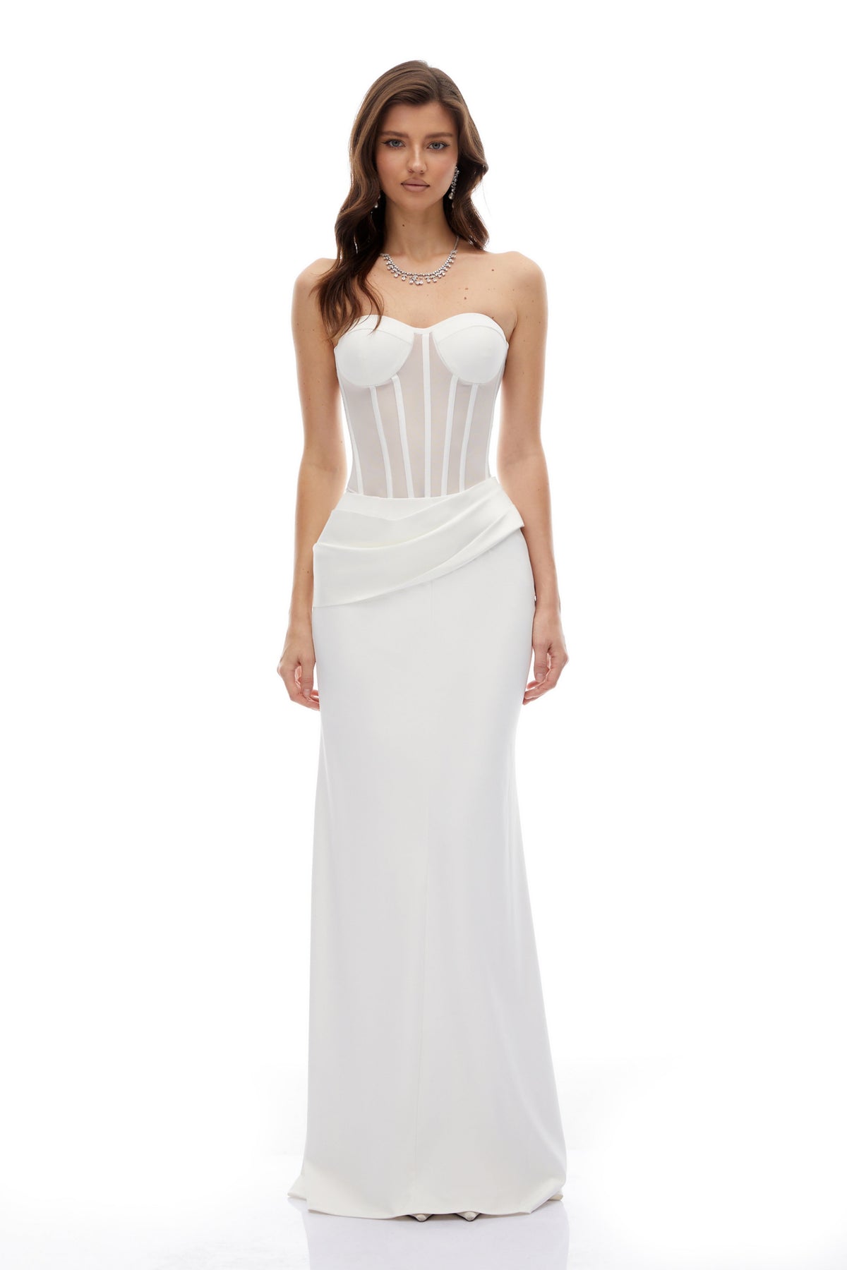 Thora White Corset Flared Gown (Final Sale)