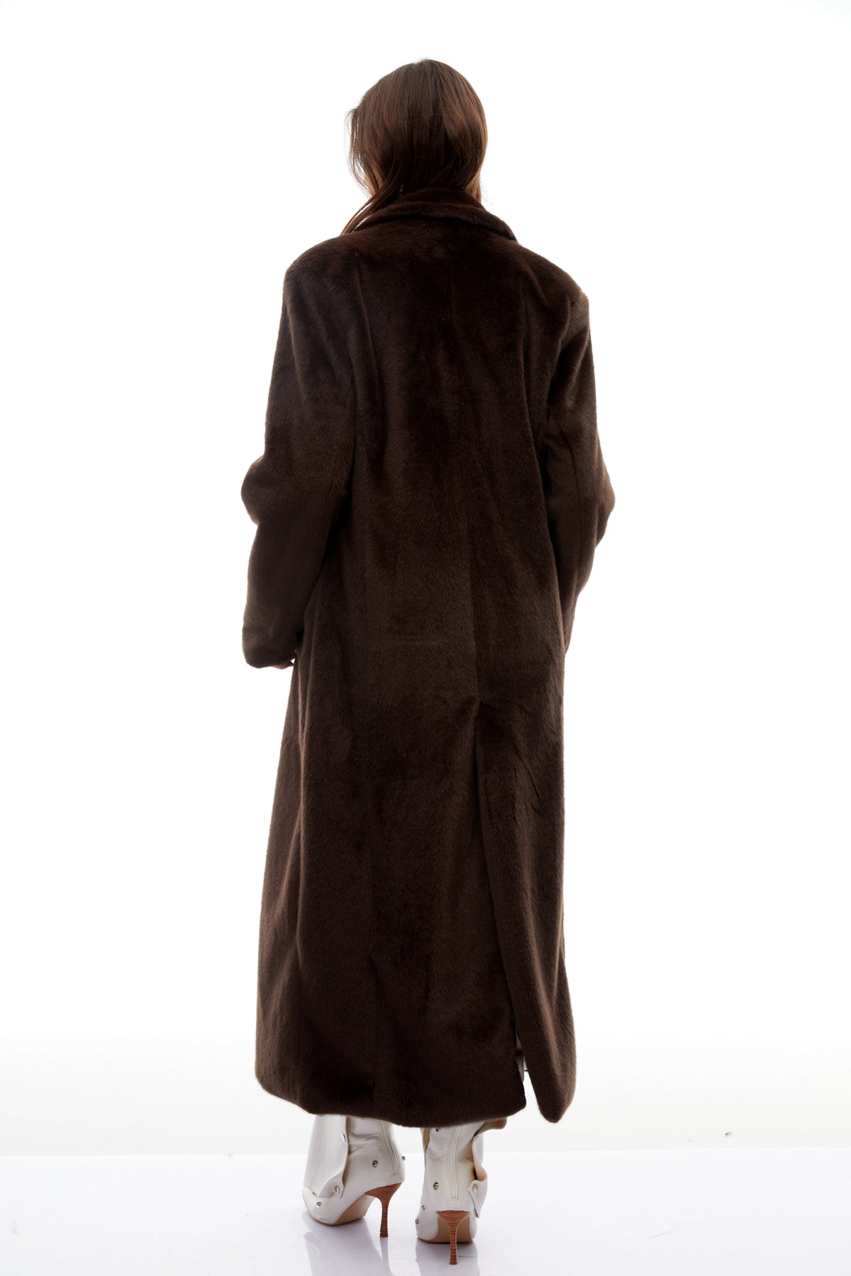 Selina Brown 3D Petal Fur Overcoat