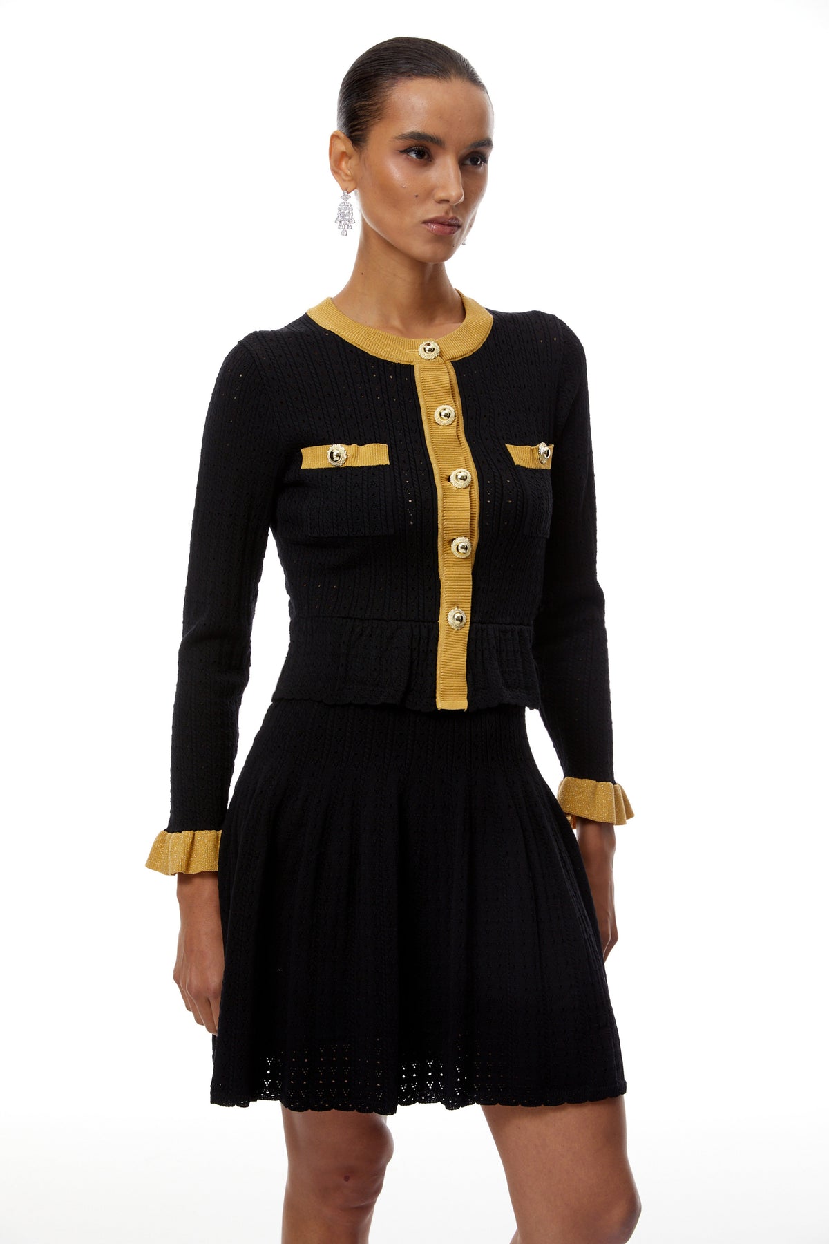 Khloe Black Color Block Knit Mini Dress (Final Sale)