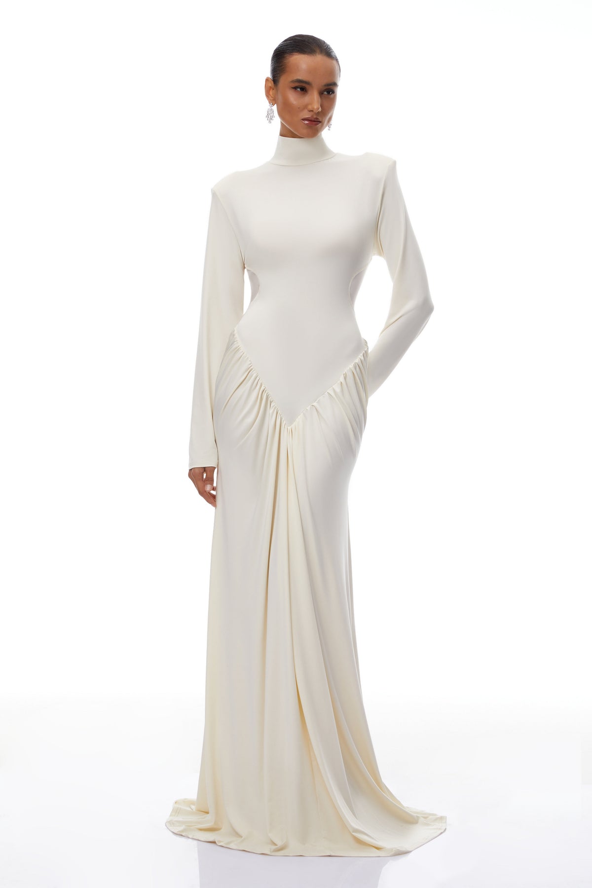 Harriet White Cut Out Ruched Maxi Dress
