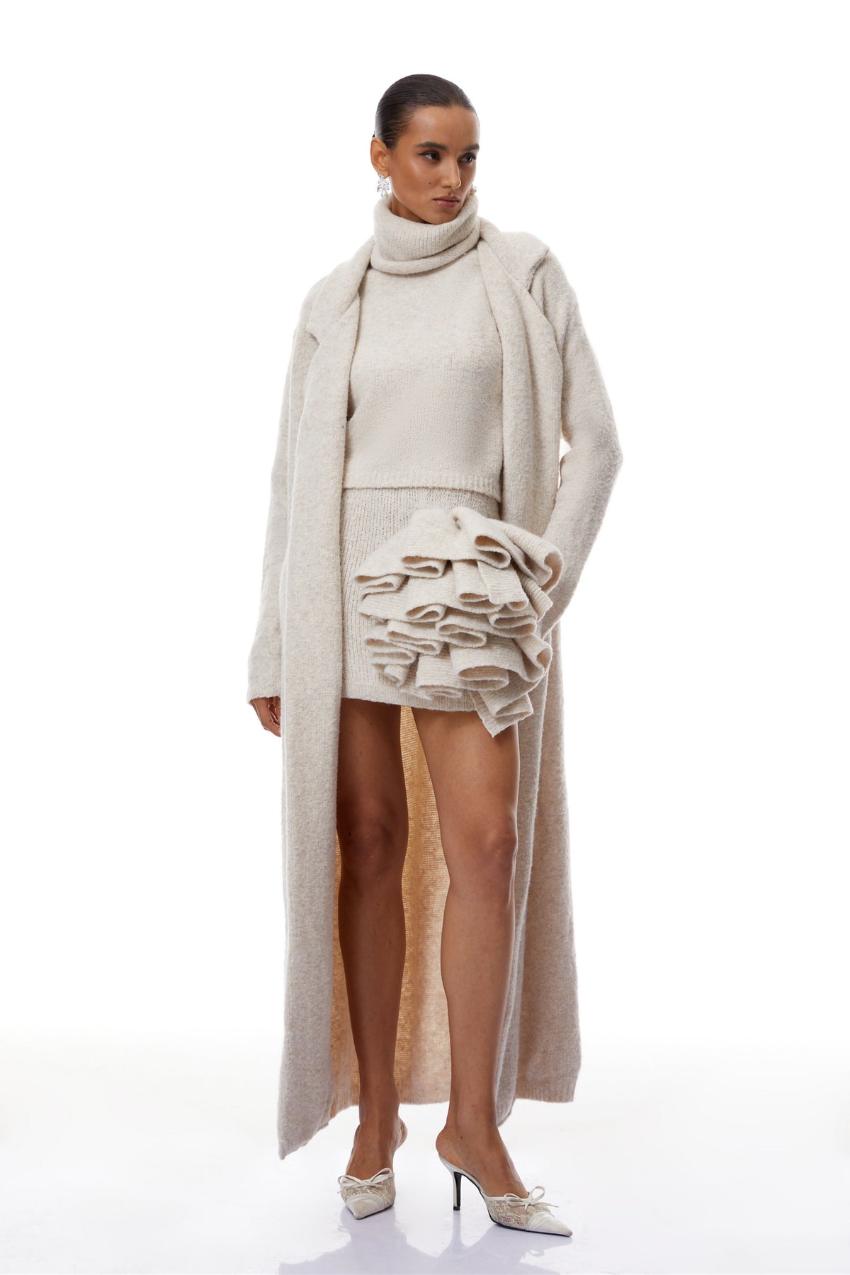 Rocío Khaki Ribbed Knit Three-Piece Set