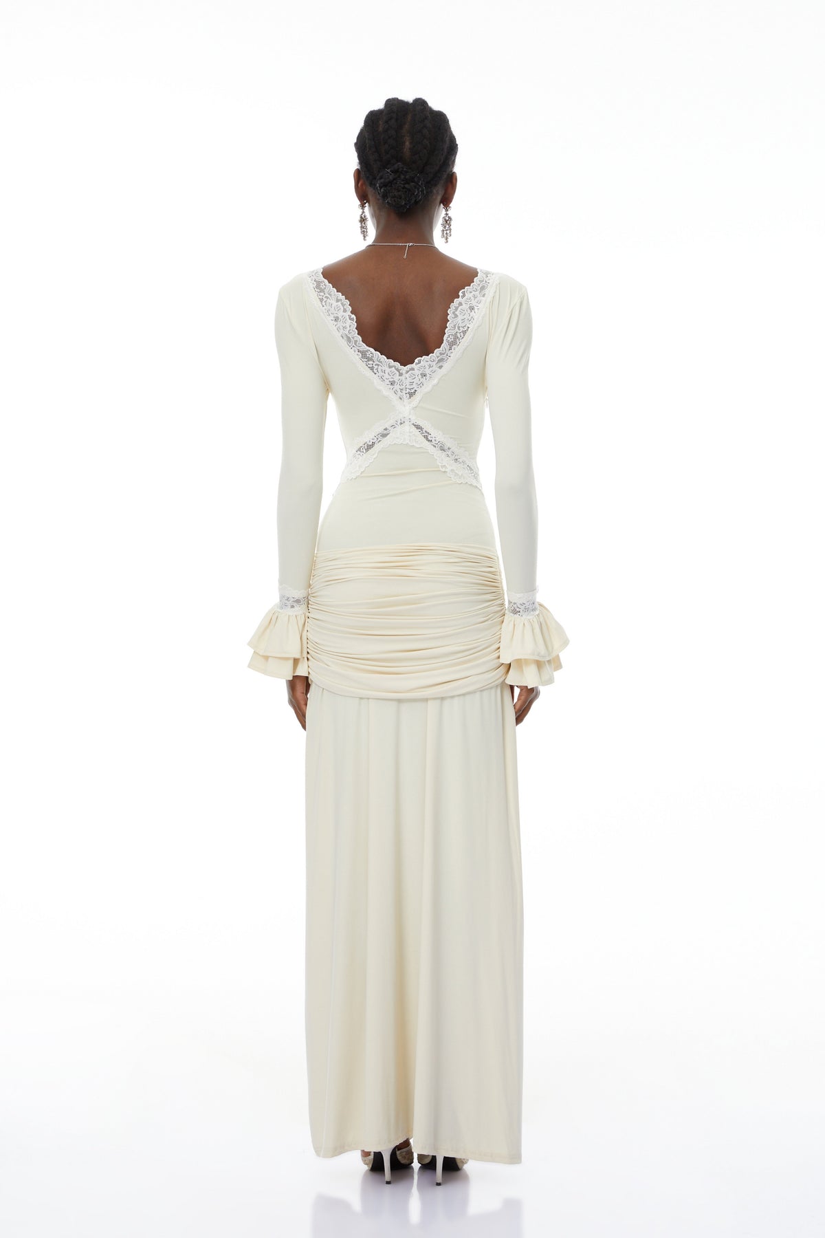 Tonina White Lace Trim Twisted Maxi Dress (Final Sale)