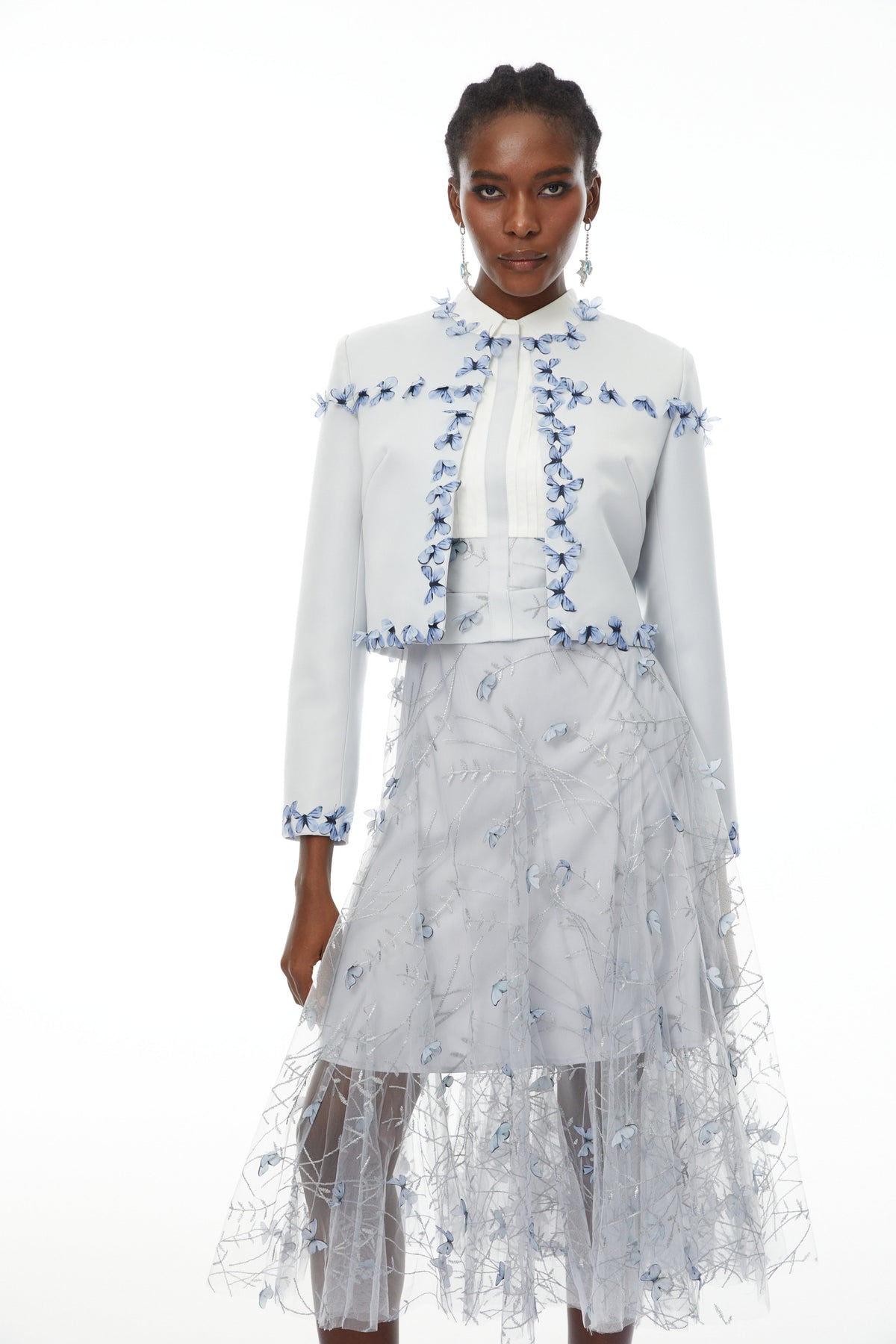 Neve Lavender Floral Appliqué Jacket & Dress Set (Final Sale)