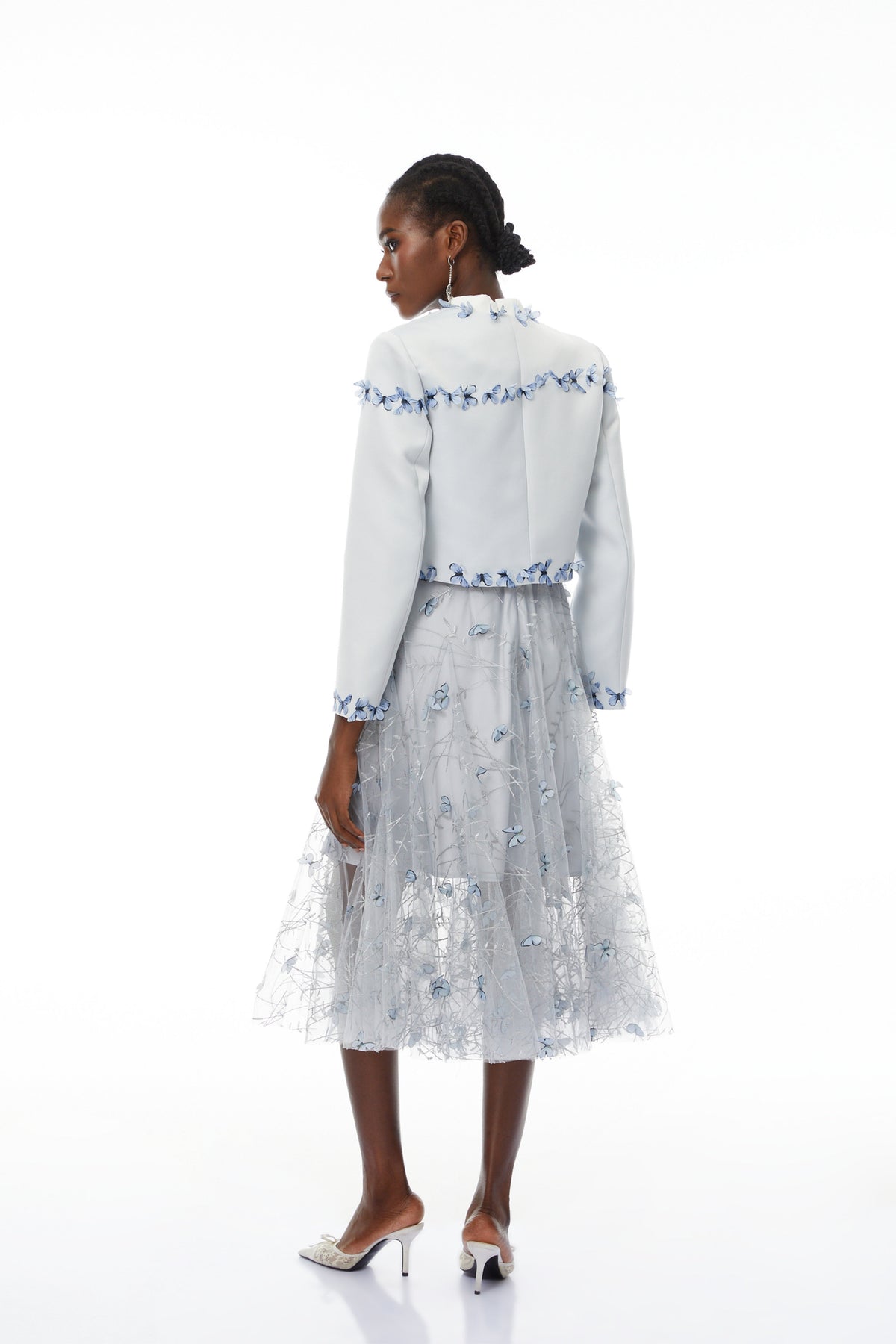 Neve Lavender Floral Appliqué Jacket & Dress Set