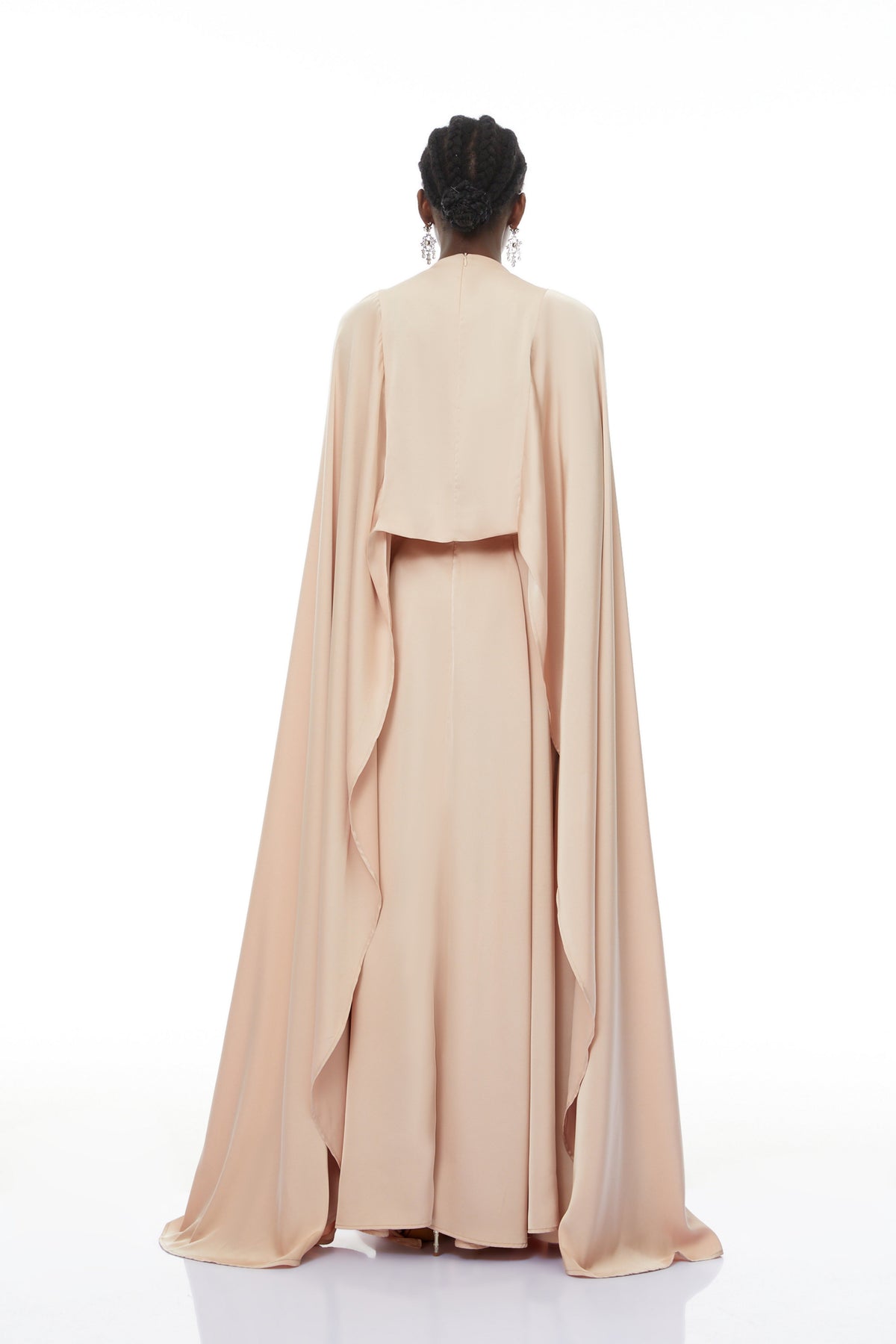 Everleigh Champagne Satin Top & Skirt Set With Cape Detail (Final Sale)