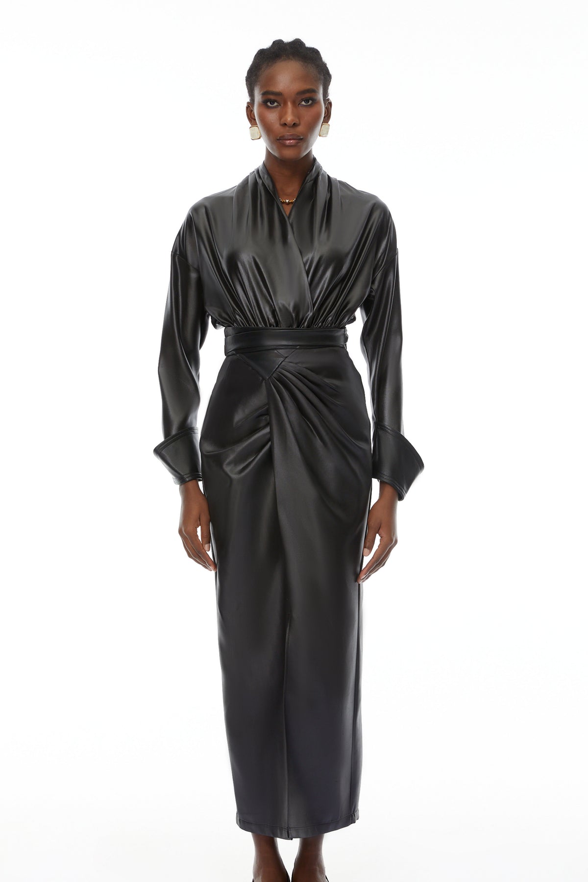 Rocío Black Leather Bodysuit & Skirt Set (Final Sale-US Only)