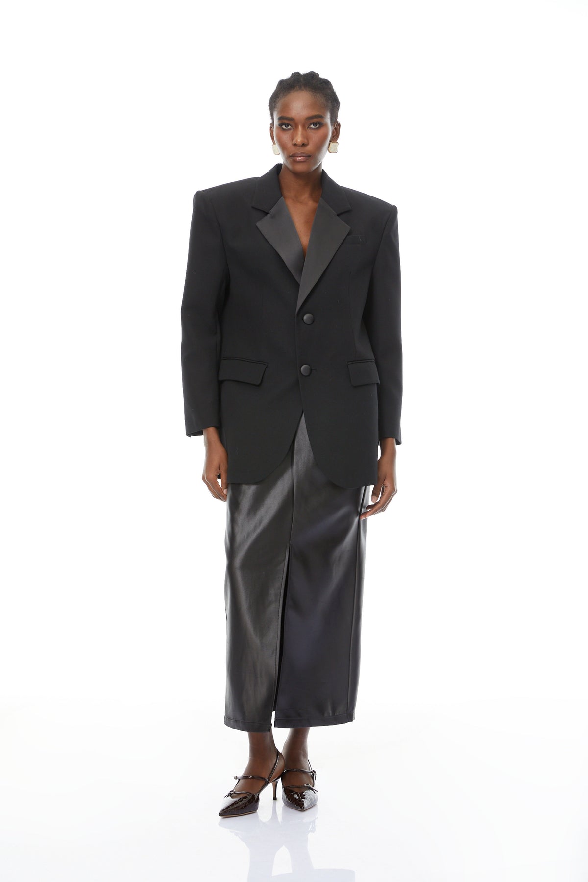 Simona Black Lapel Single-Breasted Blazer