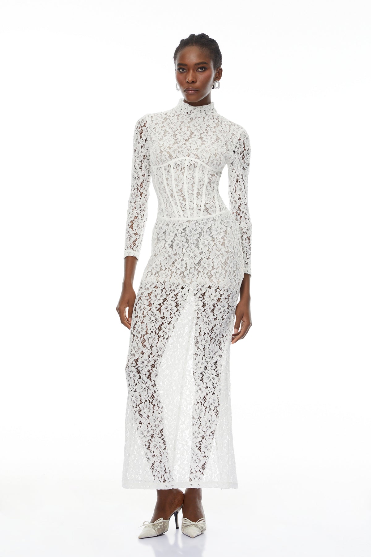 Darlene White Floral Lace Cut Out Maxi Dress (Final Sale)