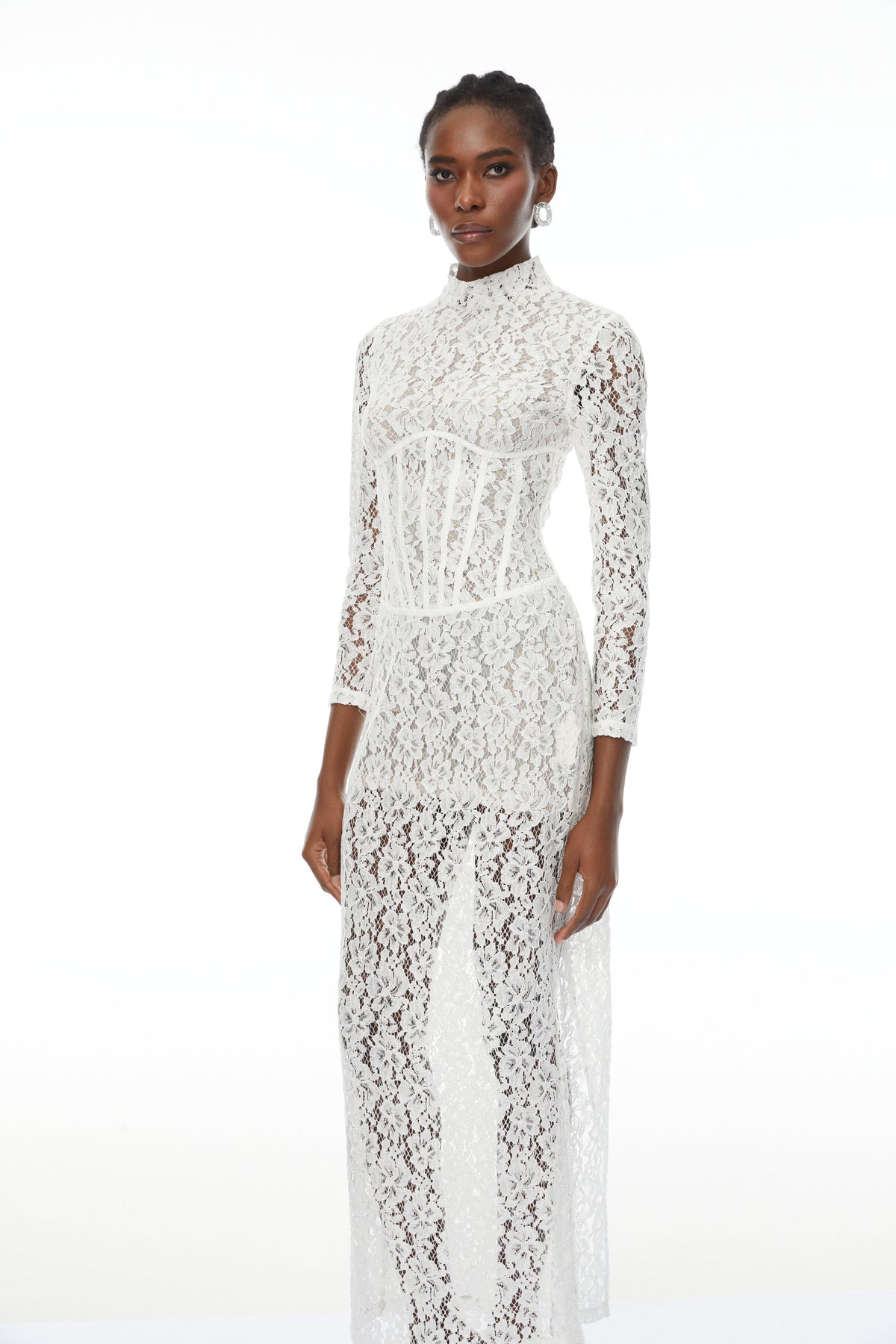 Darlene White Floral Lace Cut Out Maxi Dress (Final Sale)