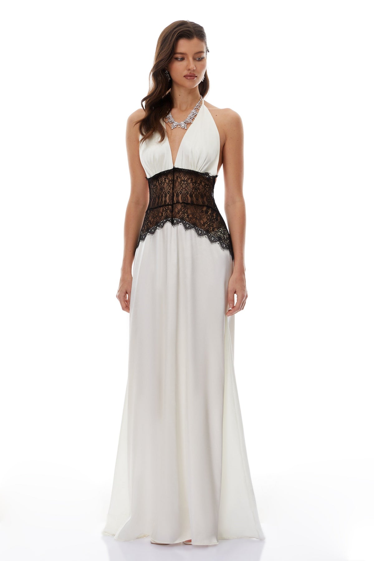 Charlotte White Lace Panel Maxi Dress