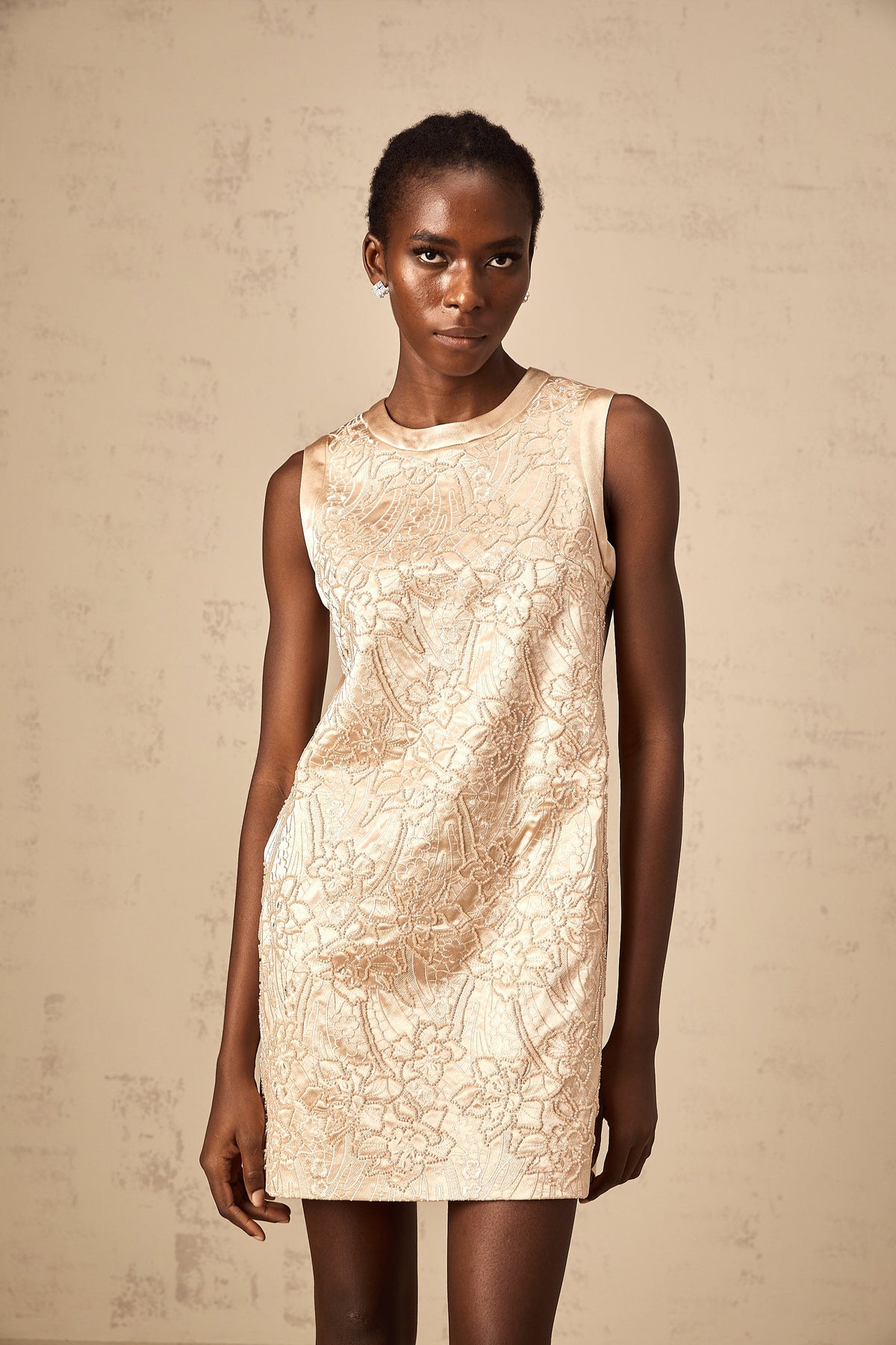 Isabelle embroidered bead-embellished mini dress