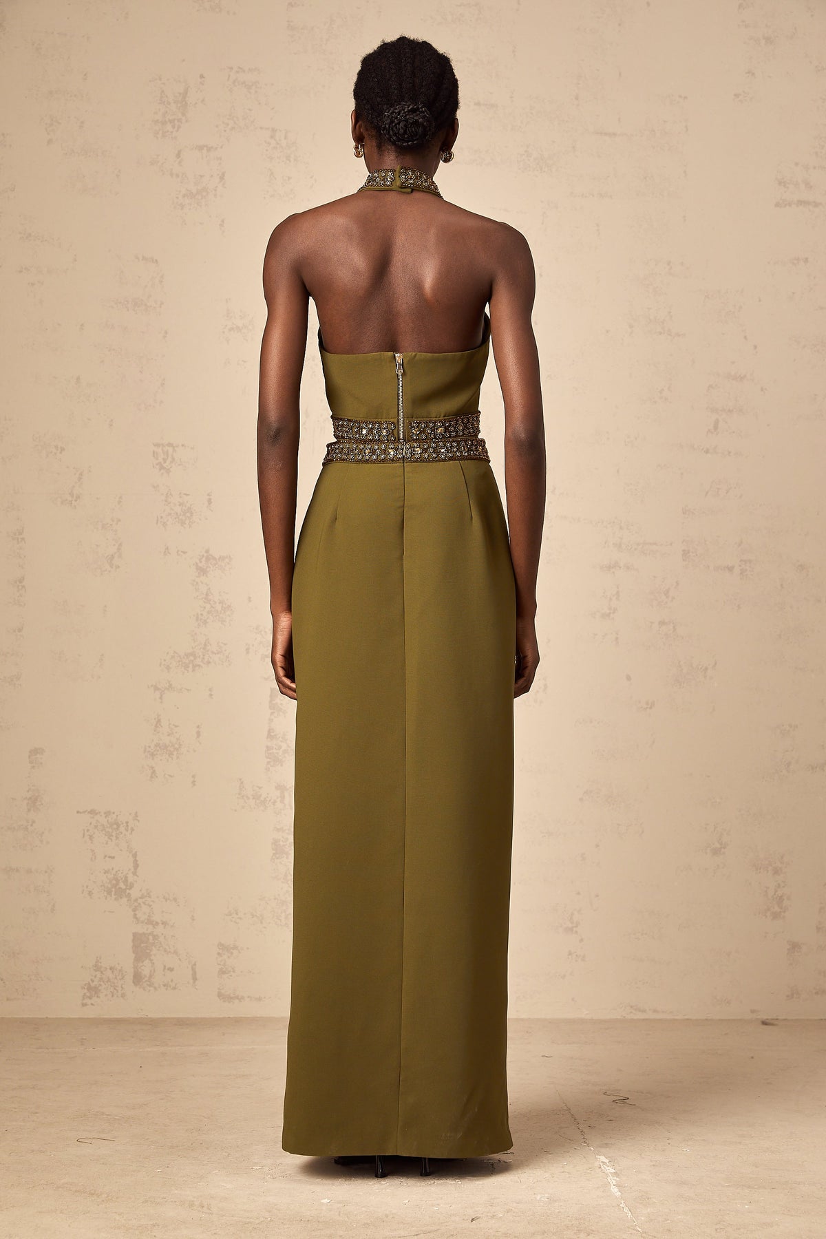 Daisy green beaded-trim top & skirt matching set (Final Sale-US Only)