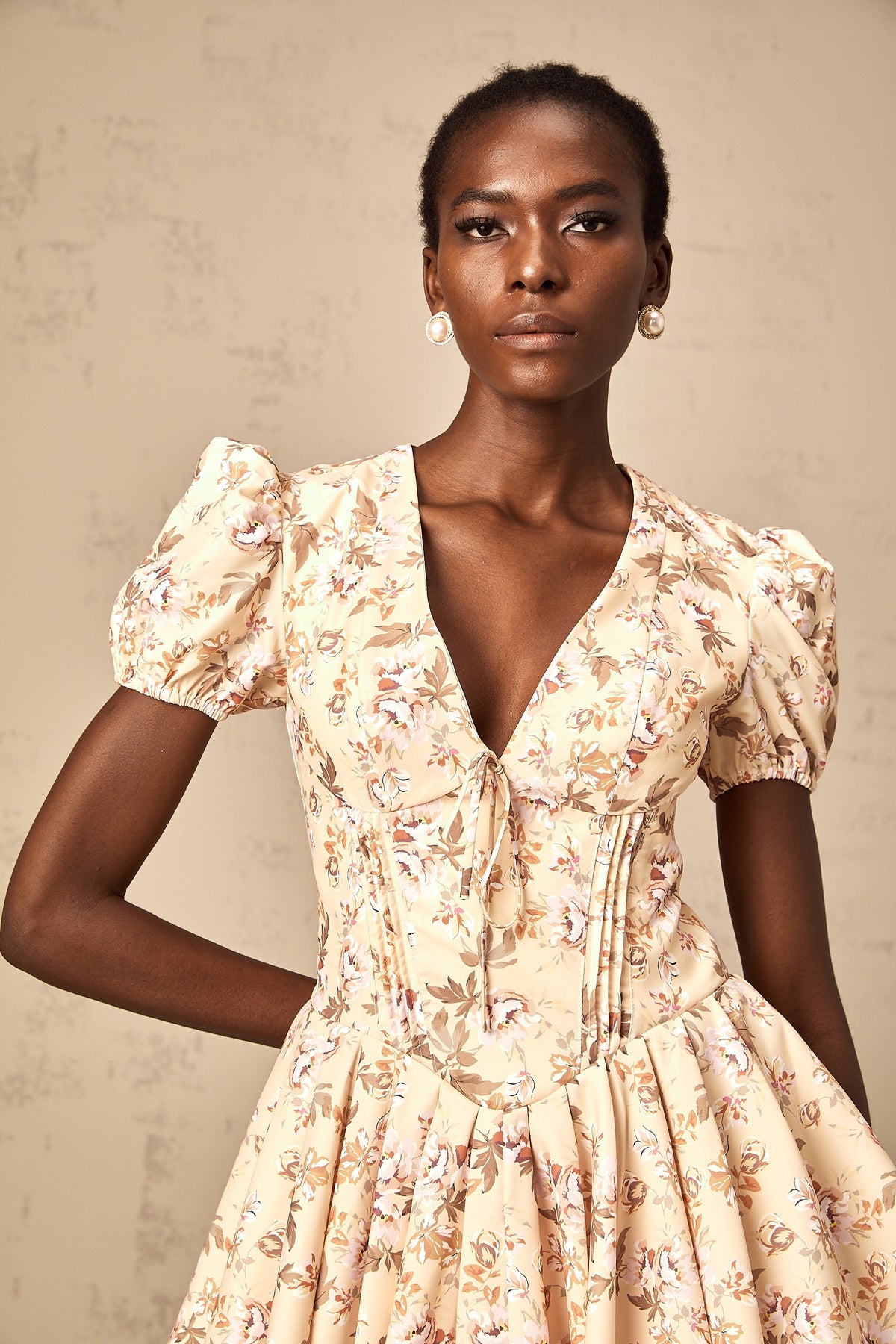 Alizée yellow floral-print pleated mini dress (Final Sale-US Only)