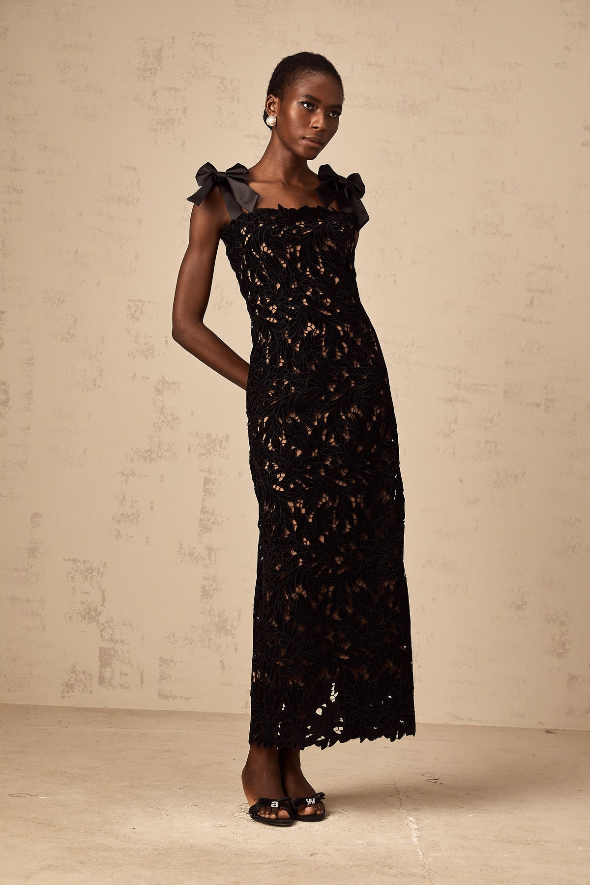 Eloise black floral embroidered maxi dress