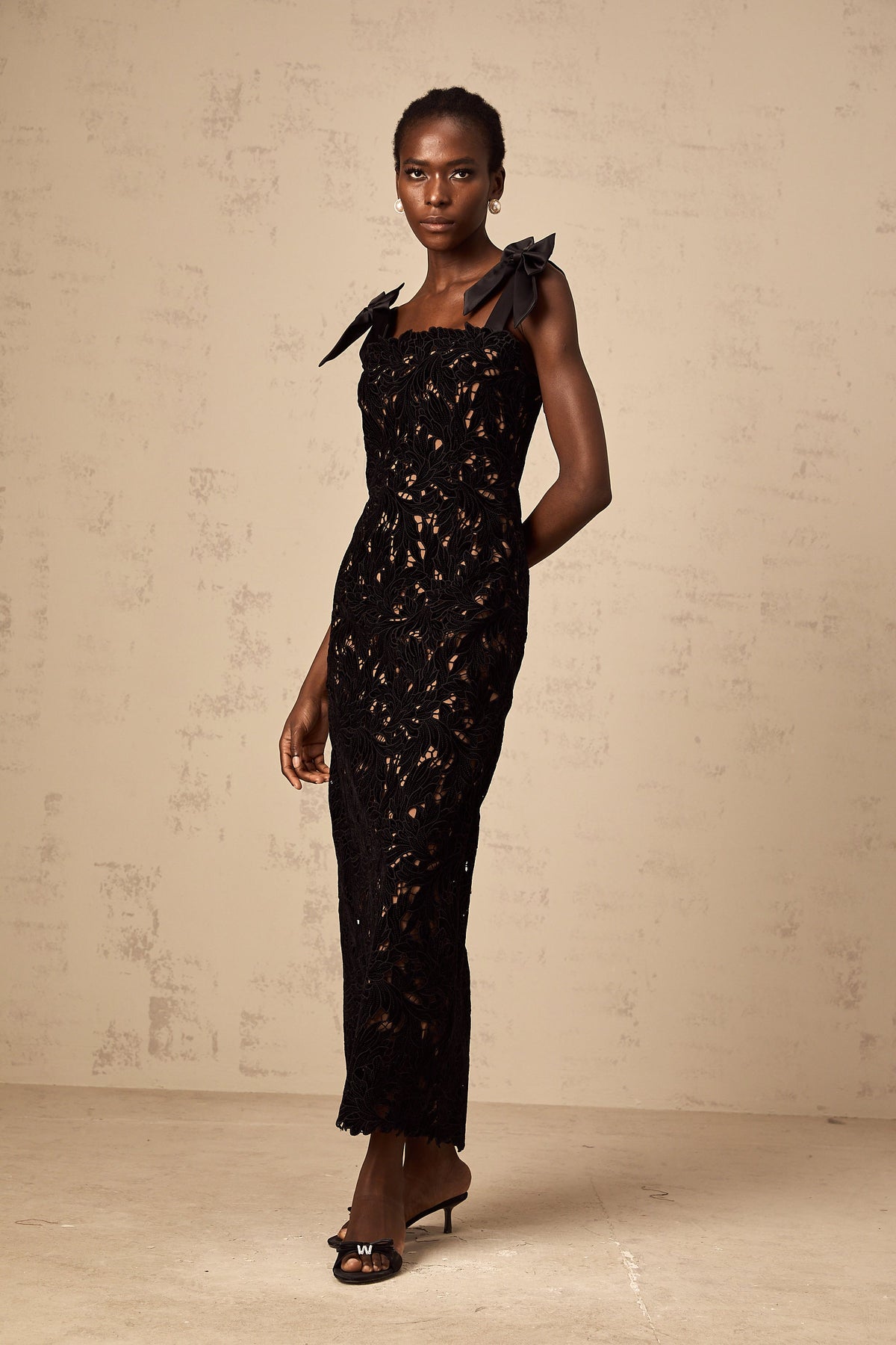 Eloise black floral embroidered maxi dress (Final Sale-US Only)