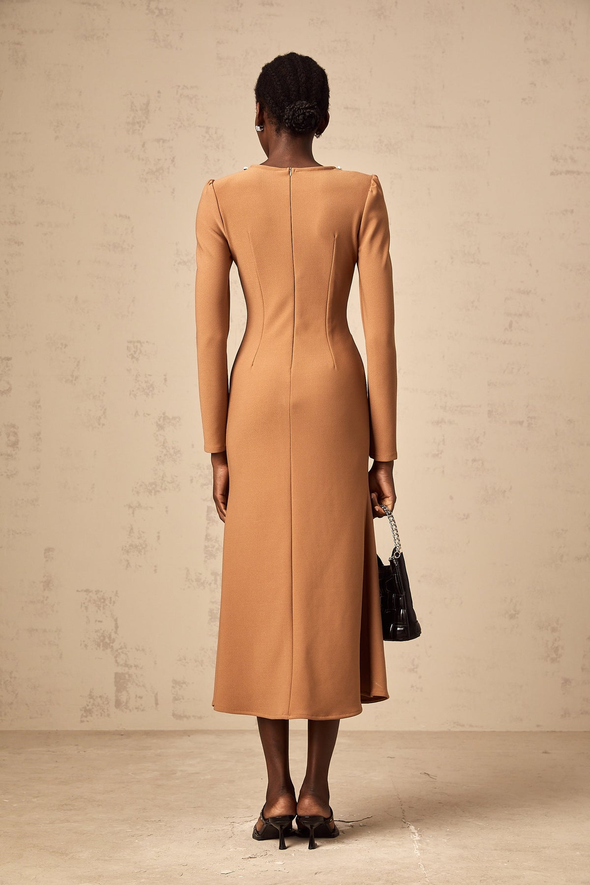 Doriane khaki sequin-embellished midi dress