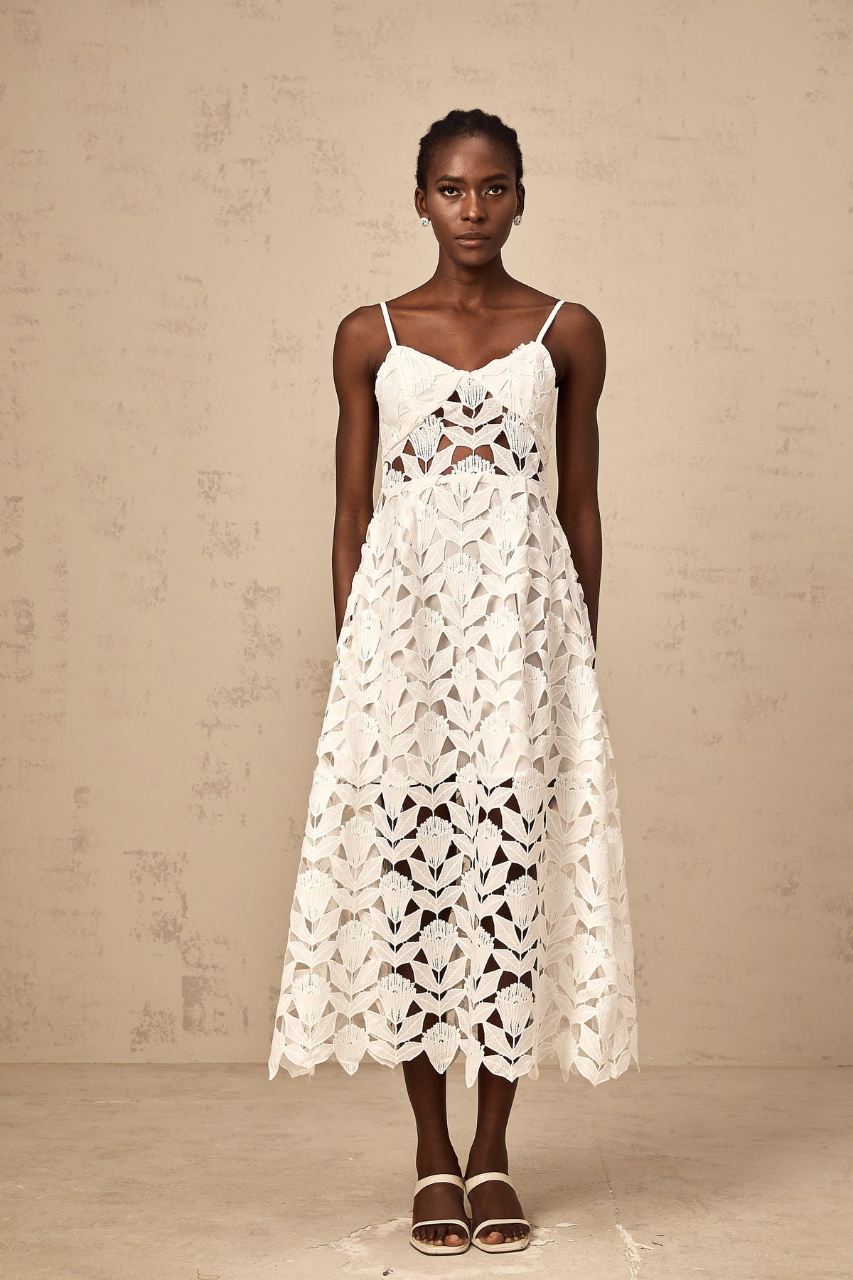 Delphine white cut-out lace midi dress (Final Sale-US Only)