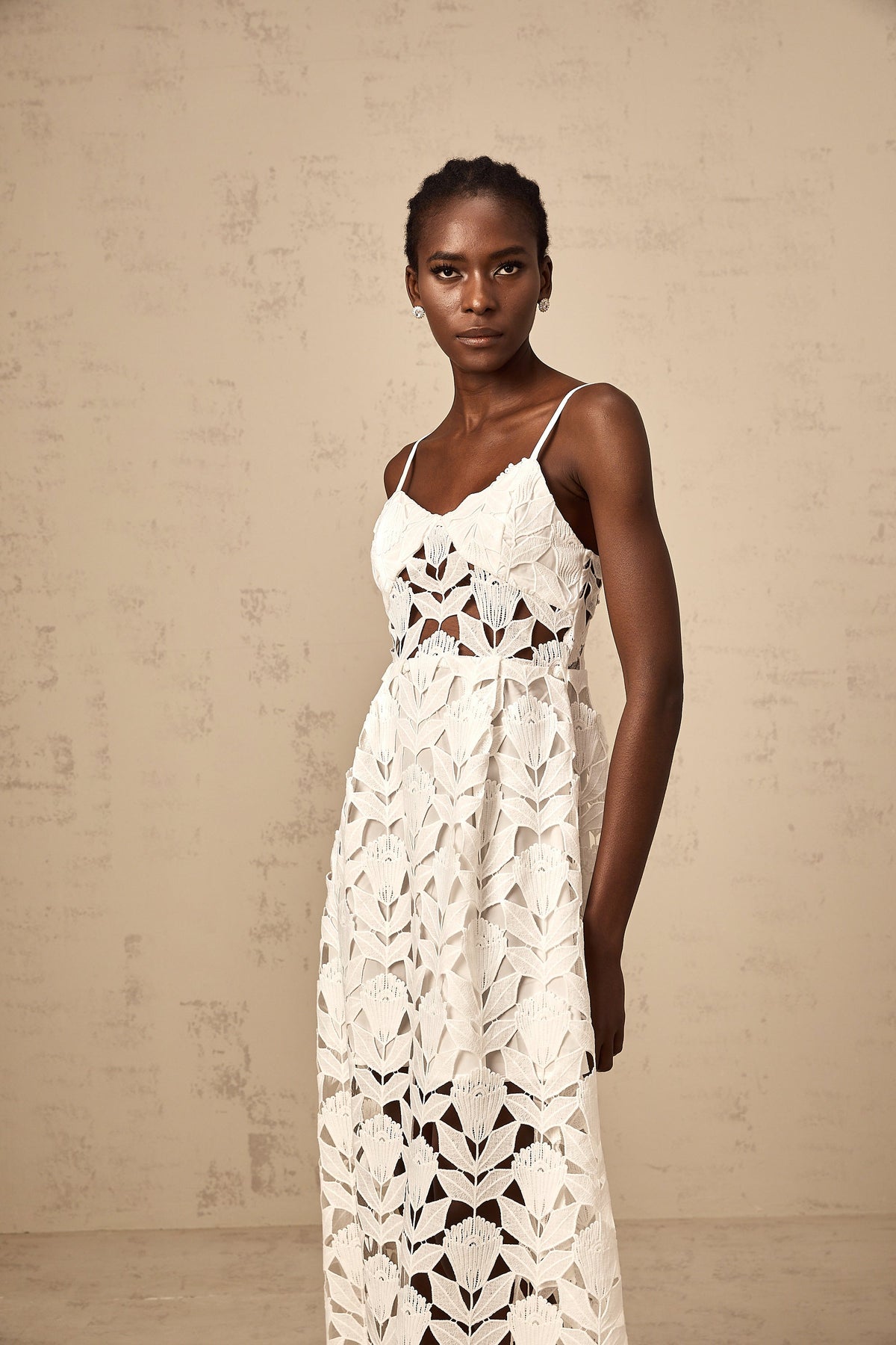 Delphine white cut-out lace midi dress (Final Sale-US Only)