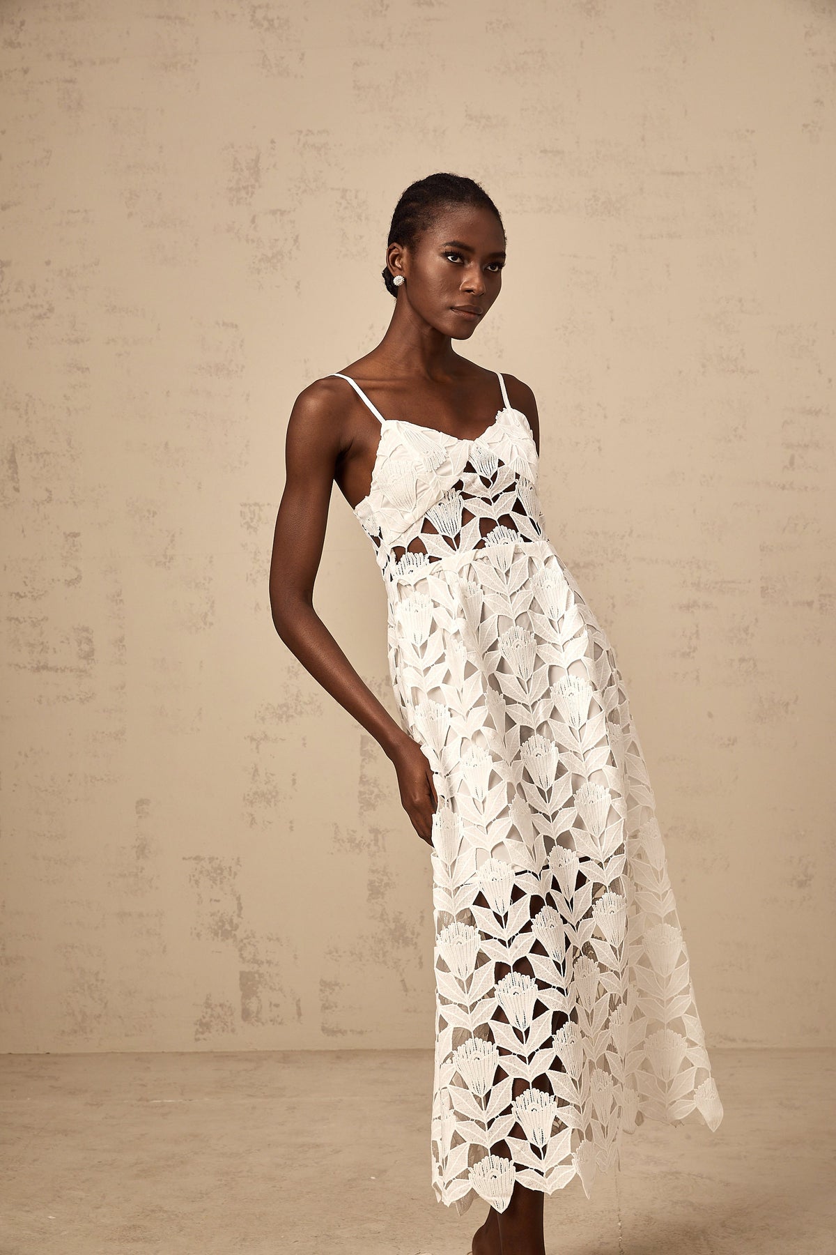 Delphine white cut-out lace midi dress (Final Sale-US Only)