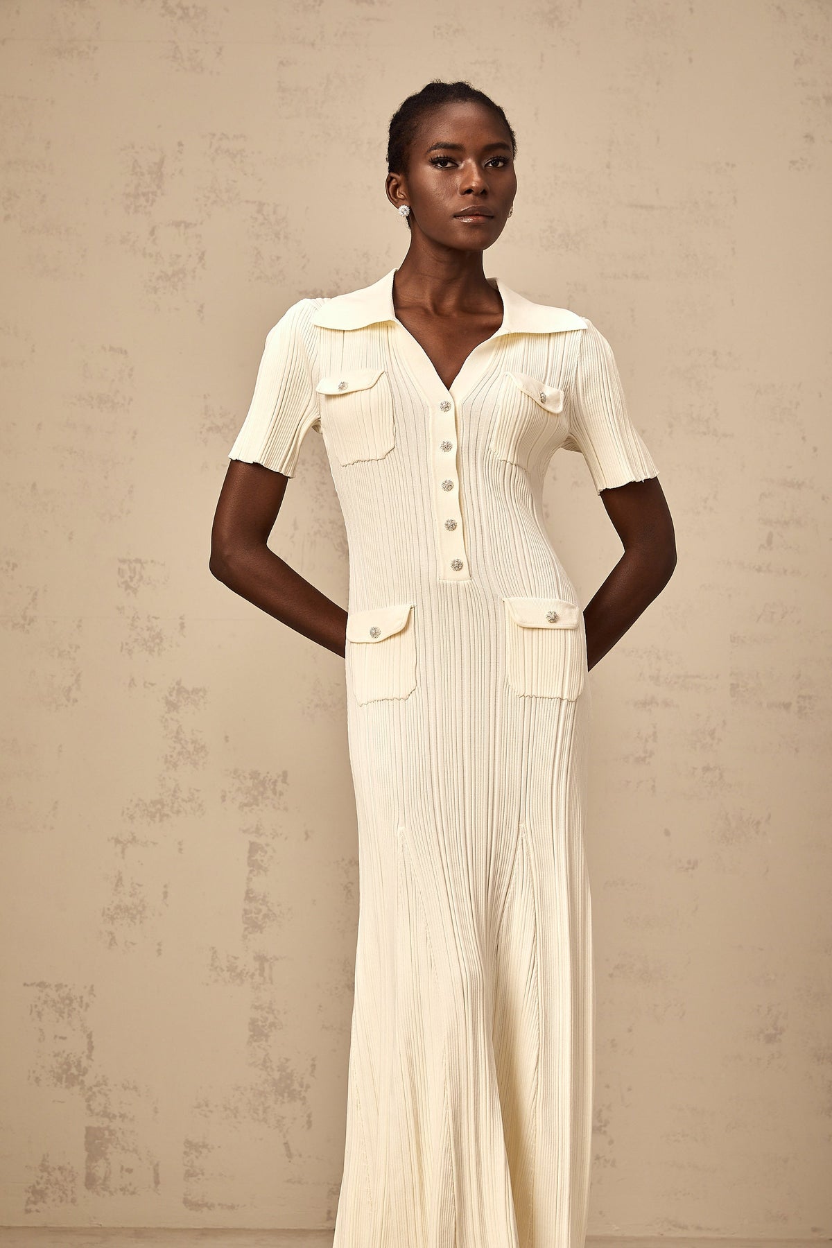 Nouria neutrals ribbed-knit midi dress (Final Sale-US Only)