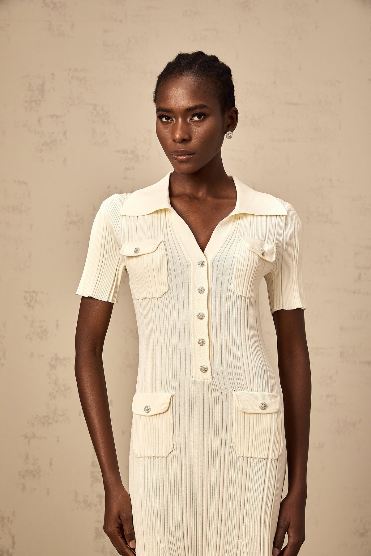 Nouria neutrals ribbed-knit midi dress (Final Sale-US Only)
