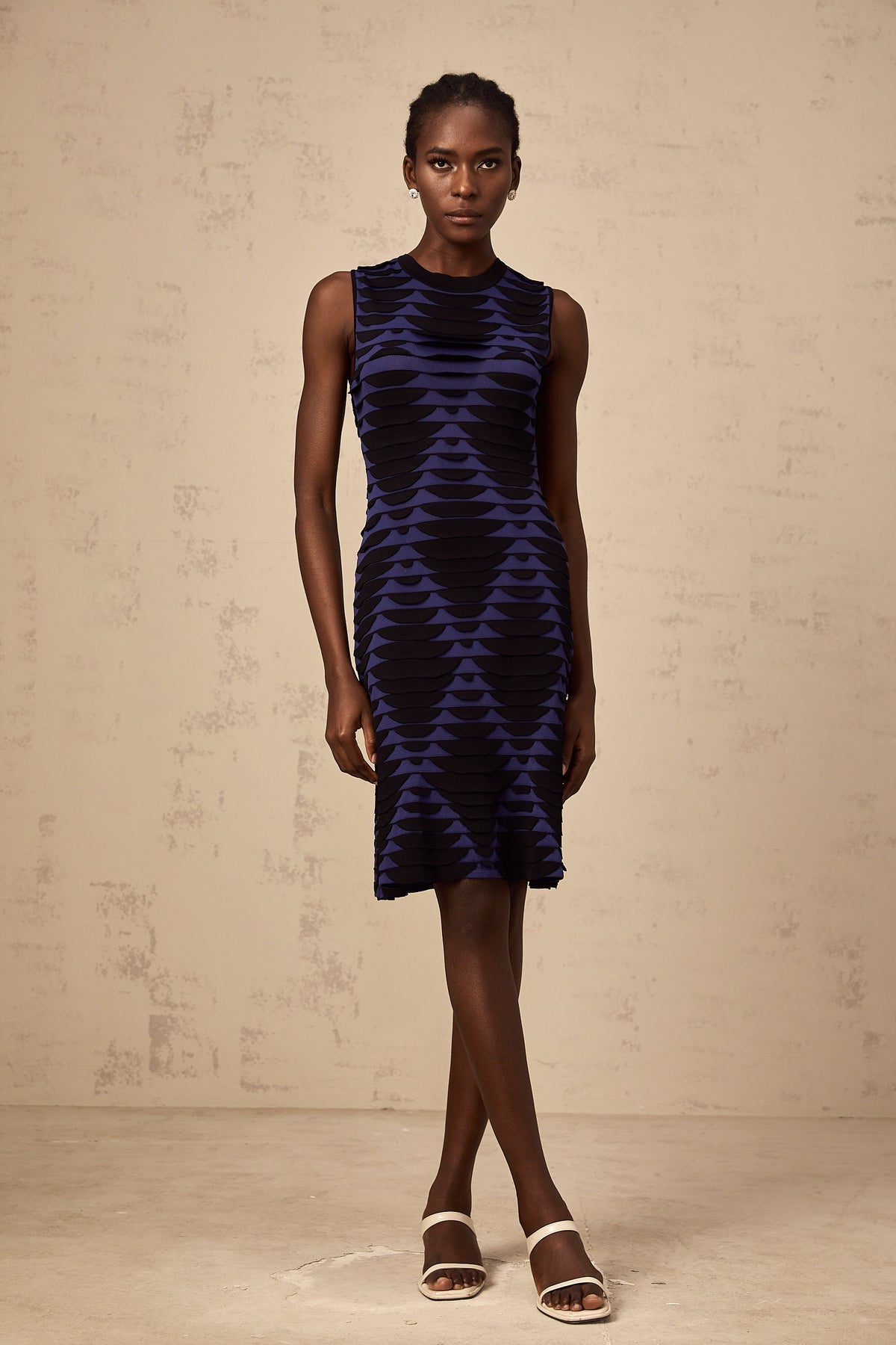 Anaïs black snake-pattern godet mini dress