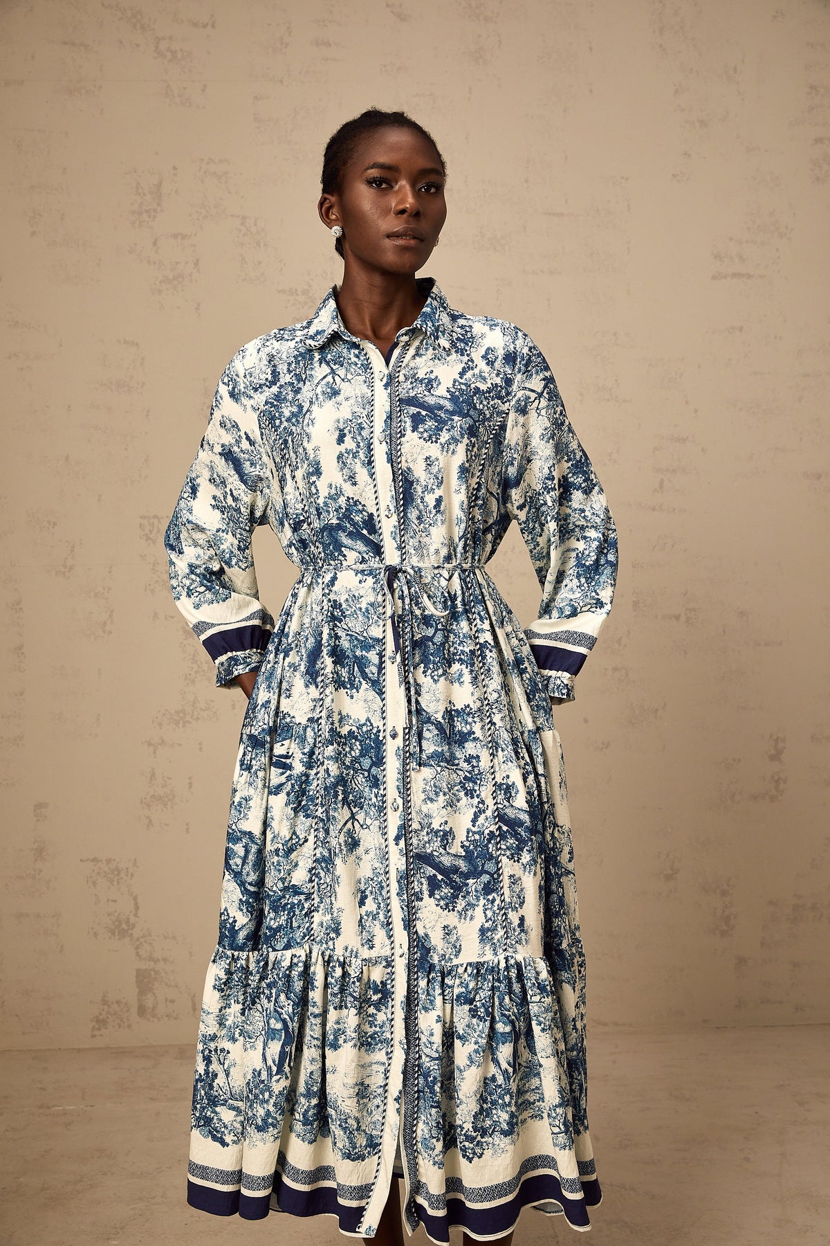 Adélaïde graphic-print midi dress in Blue (Final Sale-US Only)