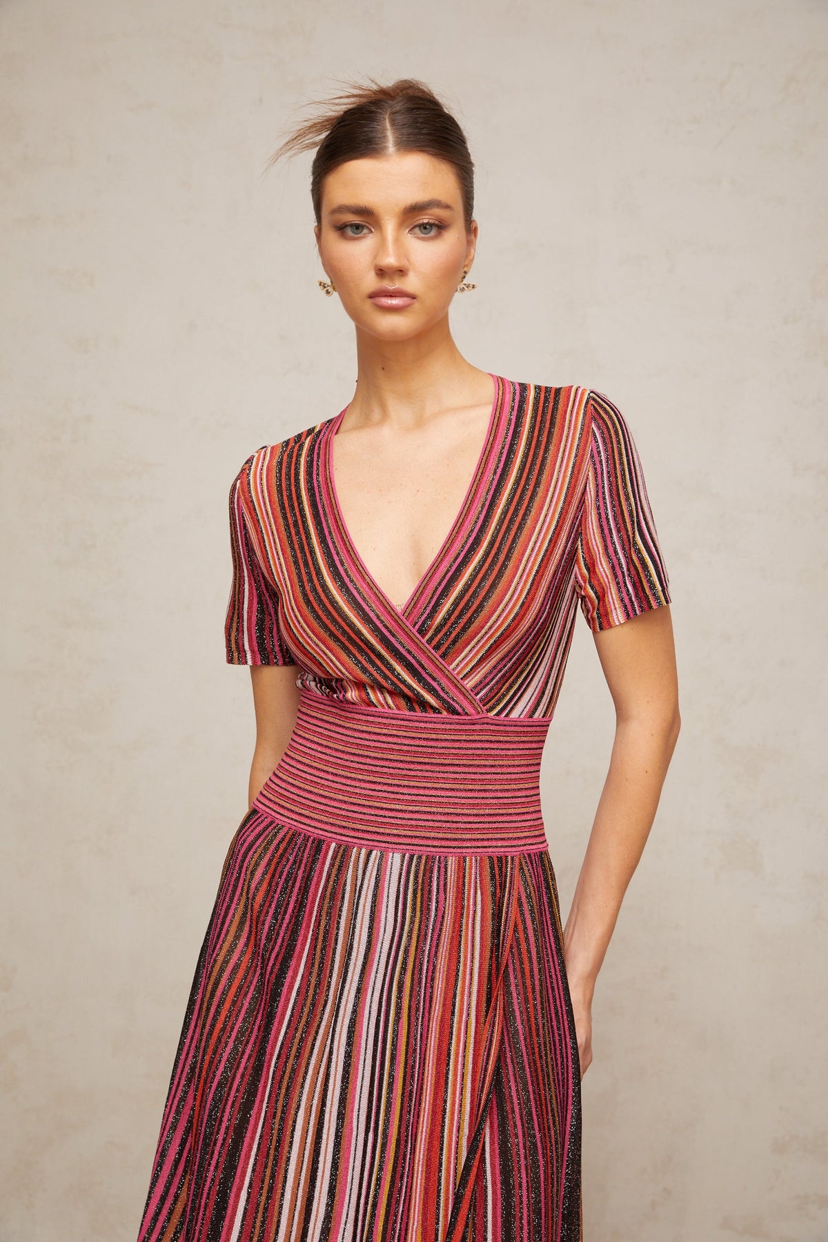 Quirine multicolor metallic knit maxi dress