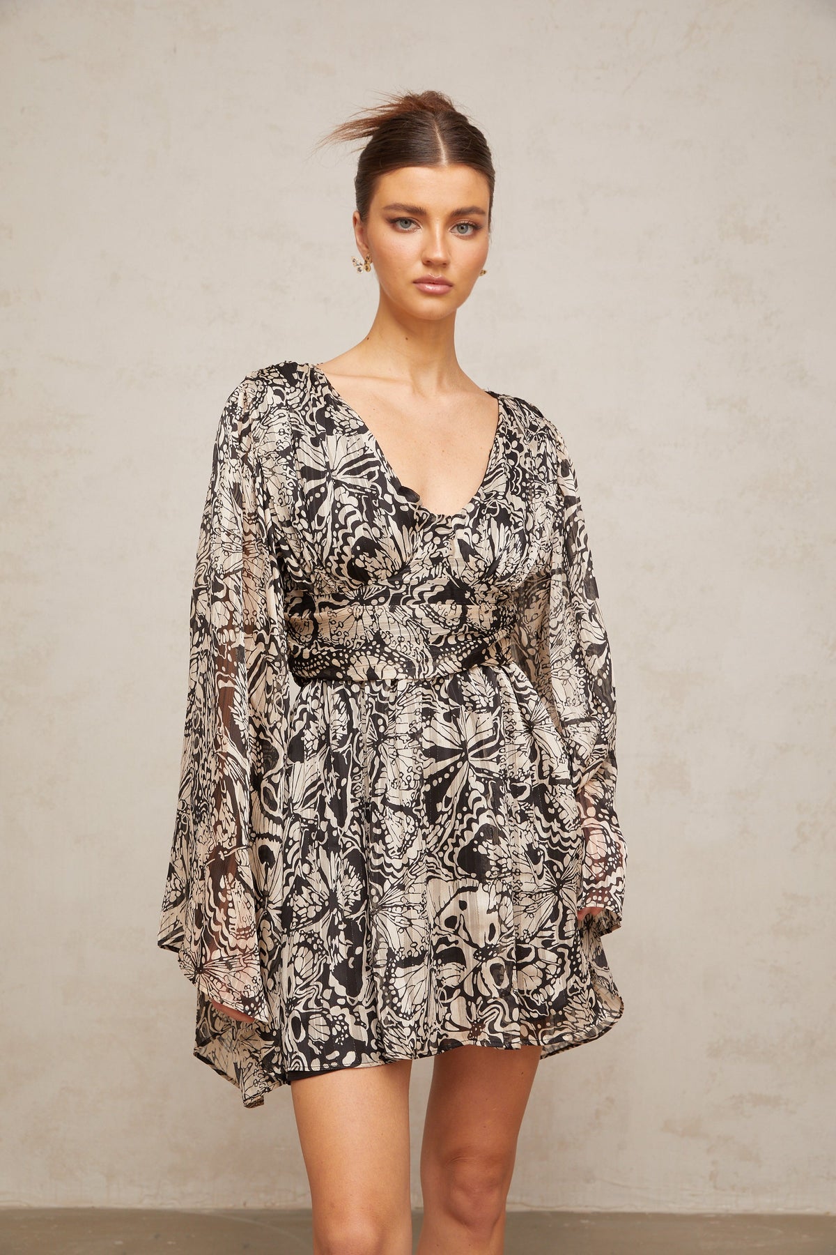 Perrine pattern-print V-neck mini dress