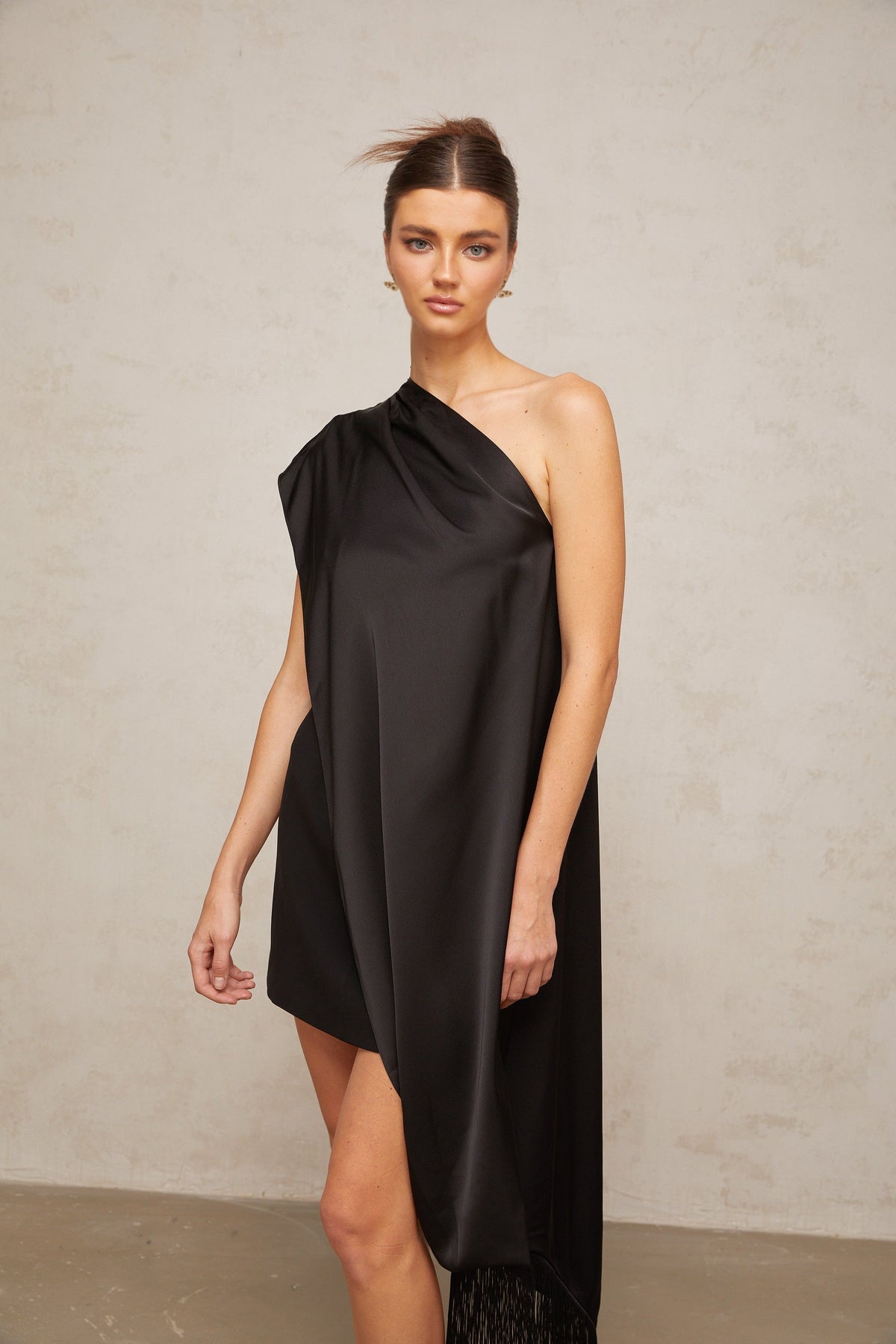 Valentine black one-shoulder mini dress (Final Sale-US Only)