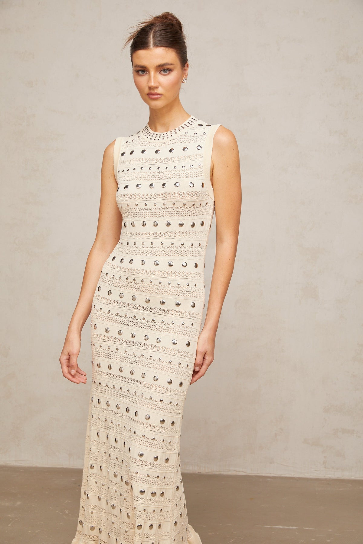 Chloé studded crochet-knit maxi dress in Neutrals (Final Sale)