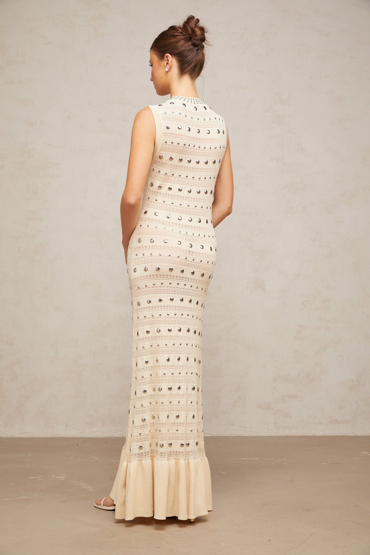 Chloé studded crochet-knit maxi dress in Neutrals