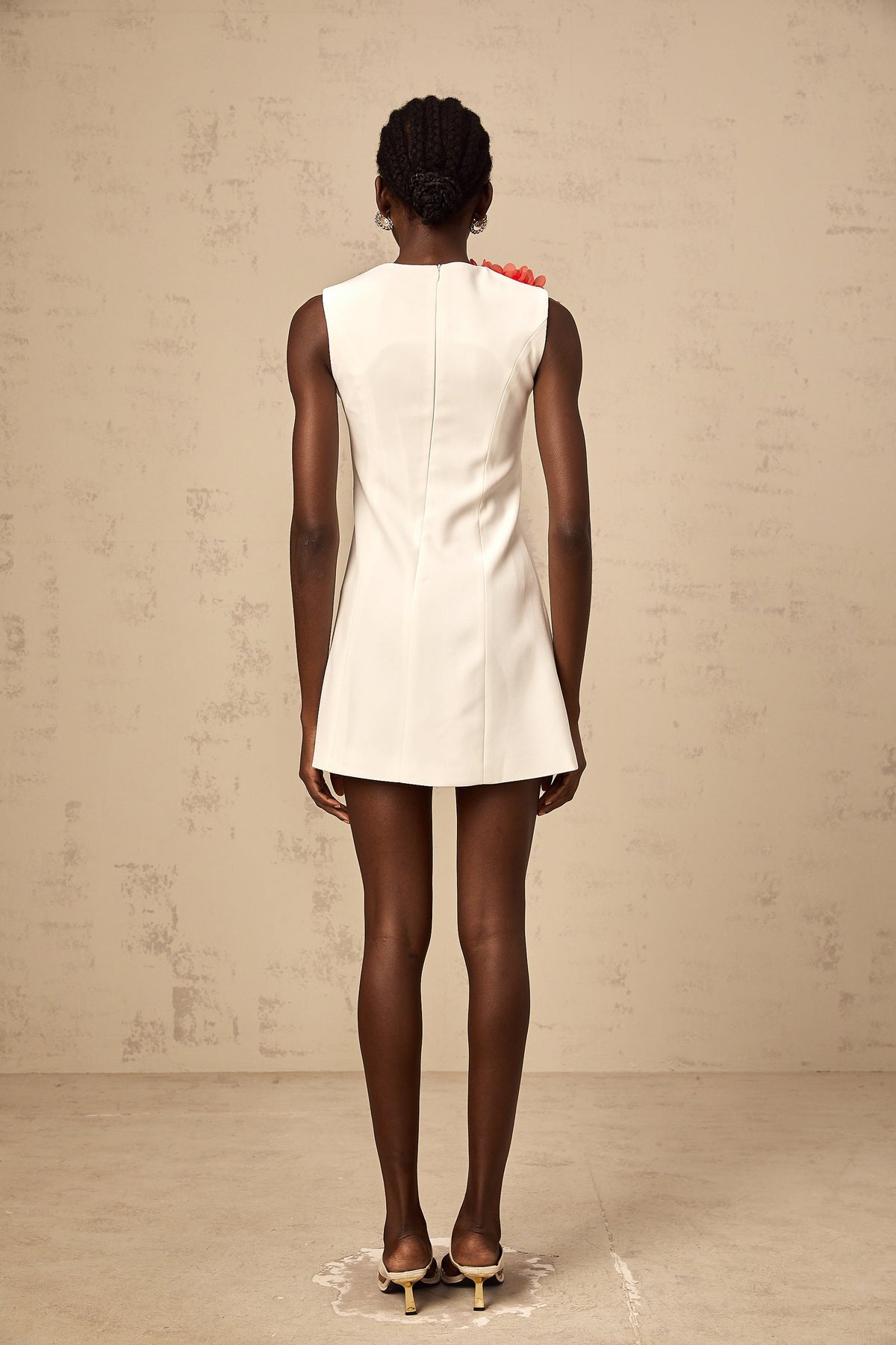 Véronique white 3d-petal sleeveless mini dress (Final Sale-US Only)