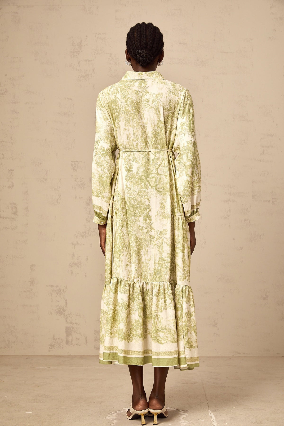 Adélaïde graphic-print midi dress in Green