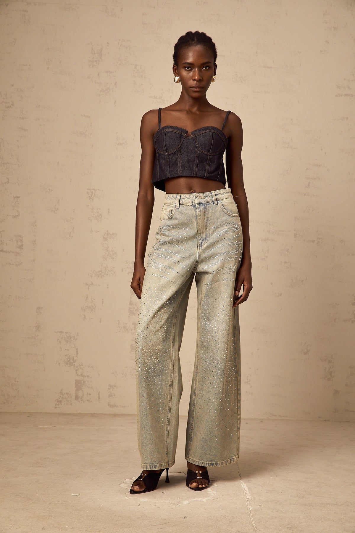 Irina light-blue rhinestone denim jeans
