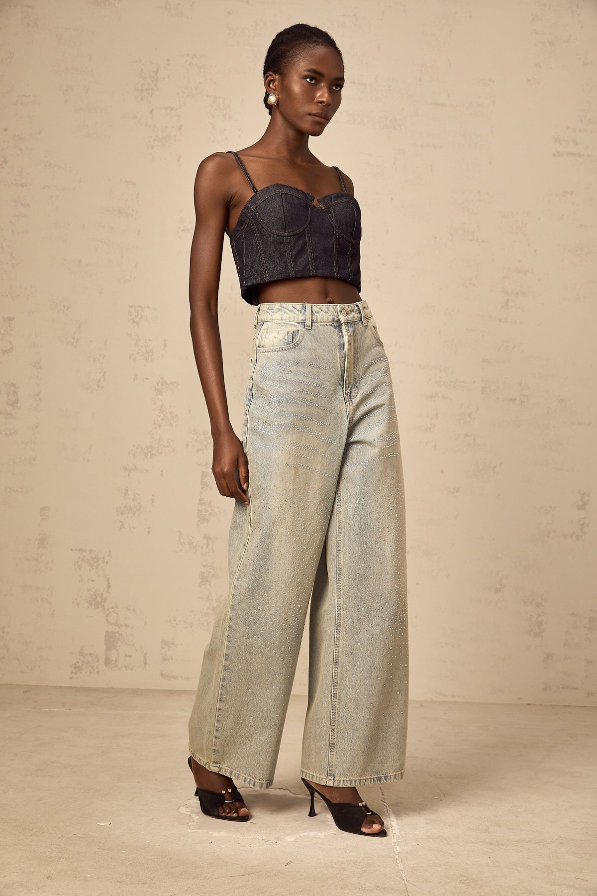 Irina light-blue rhinestone denim jeans