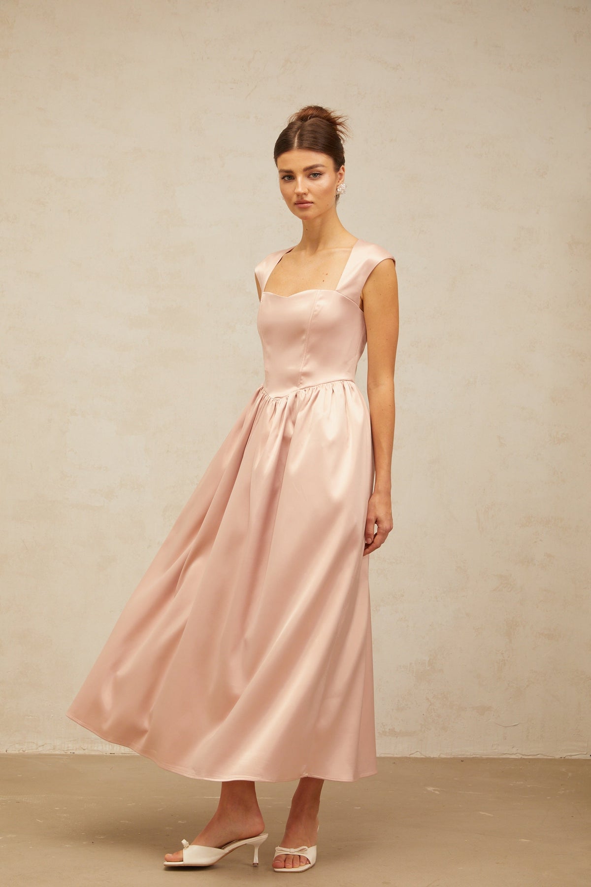 Madeleine pink A-line satin midi dress (Final Sale-US Only)