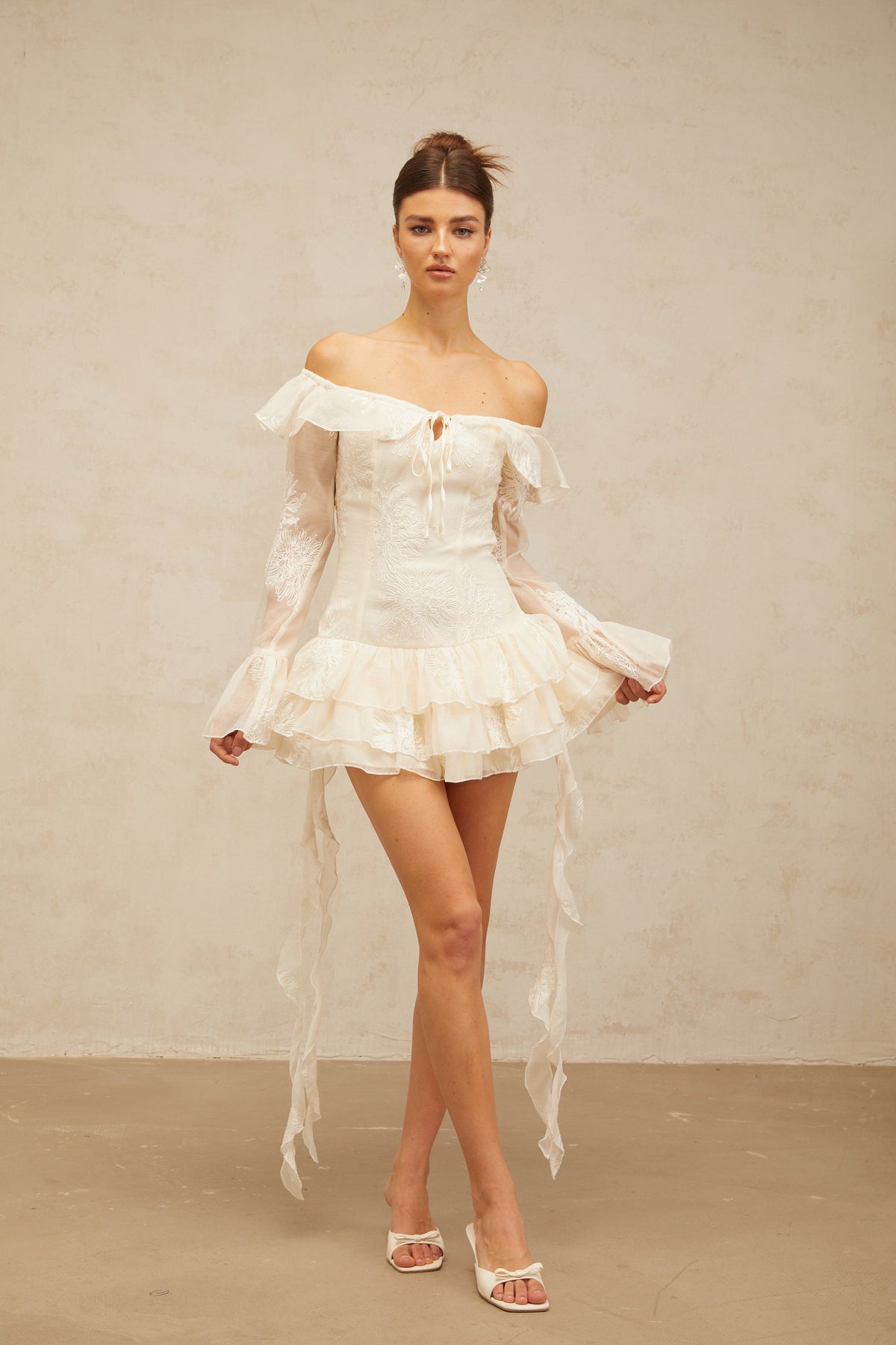 Désirée white off-shoulder embroidered mini dress (Final Sale-US Only)