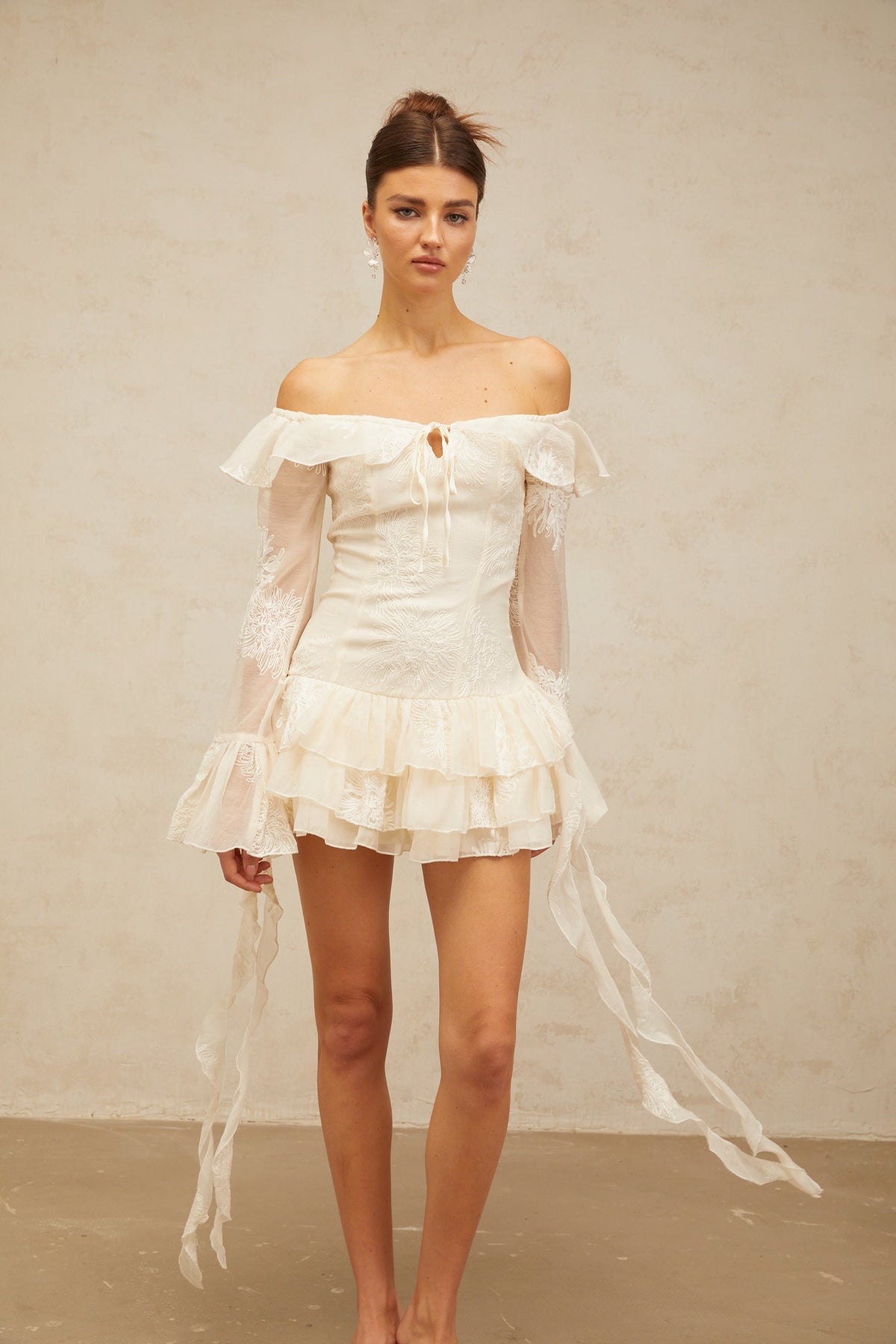 Désirée white off-shoulder embroidered mini dress (Final Sale-US Only)