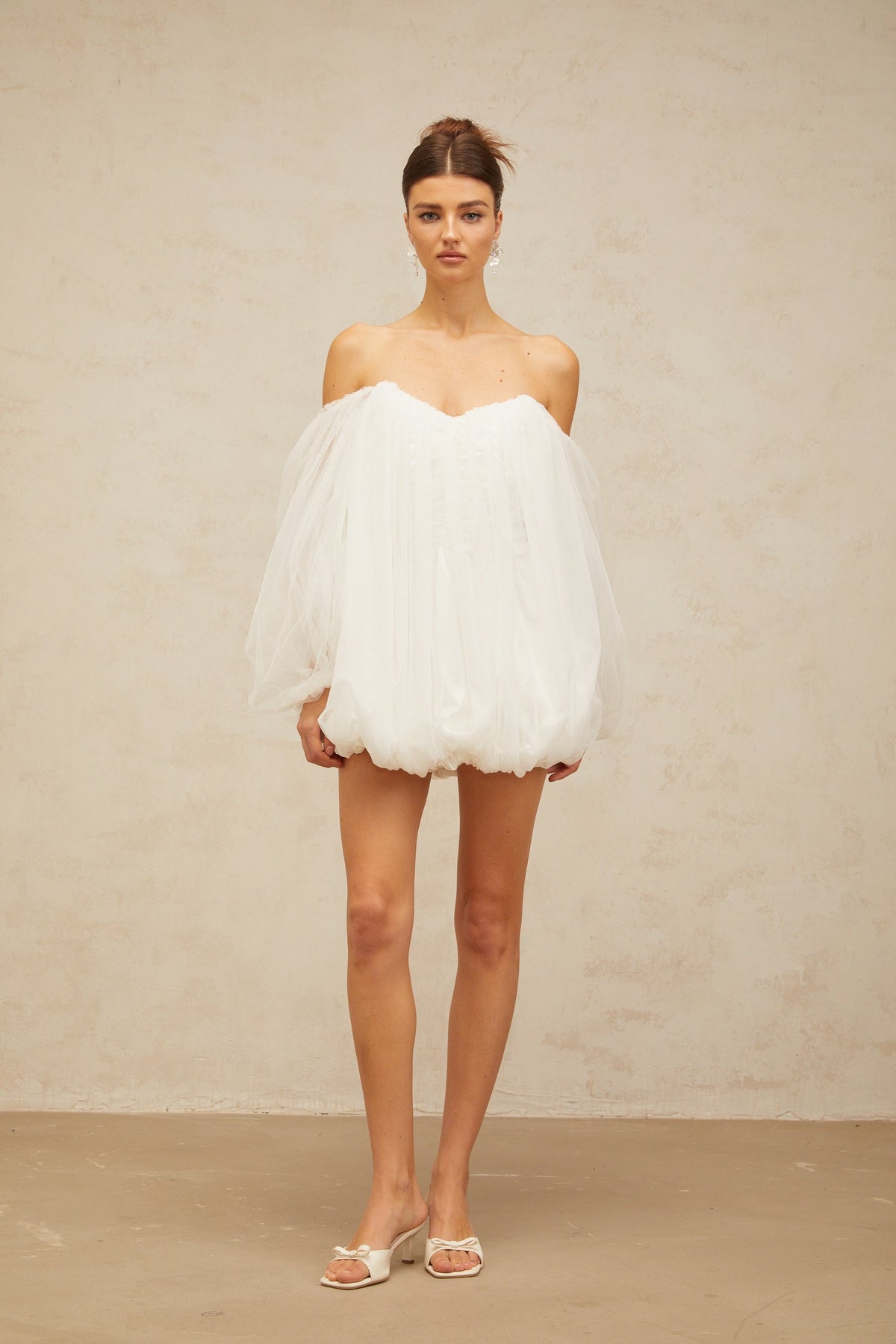 Avril layered bubble tulle mini dress in White (Final Sale-US Only)