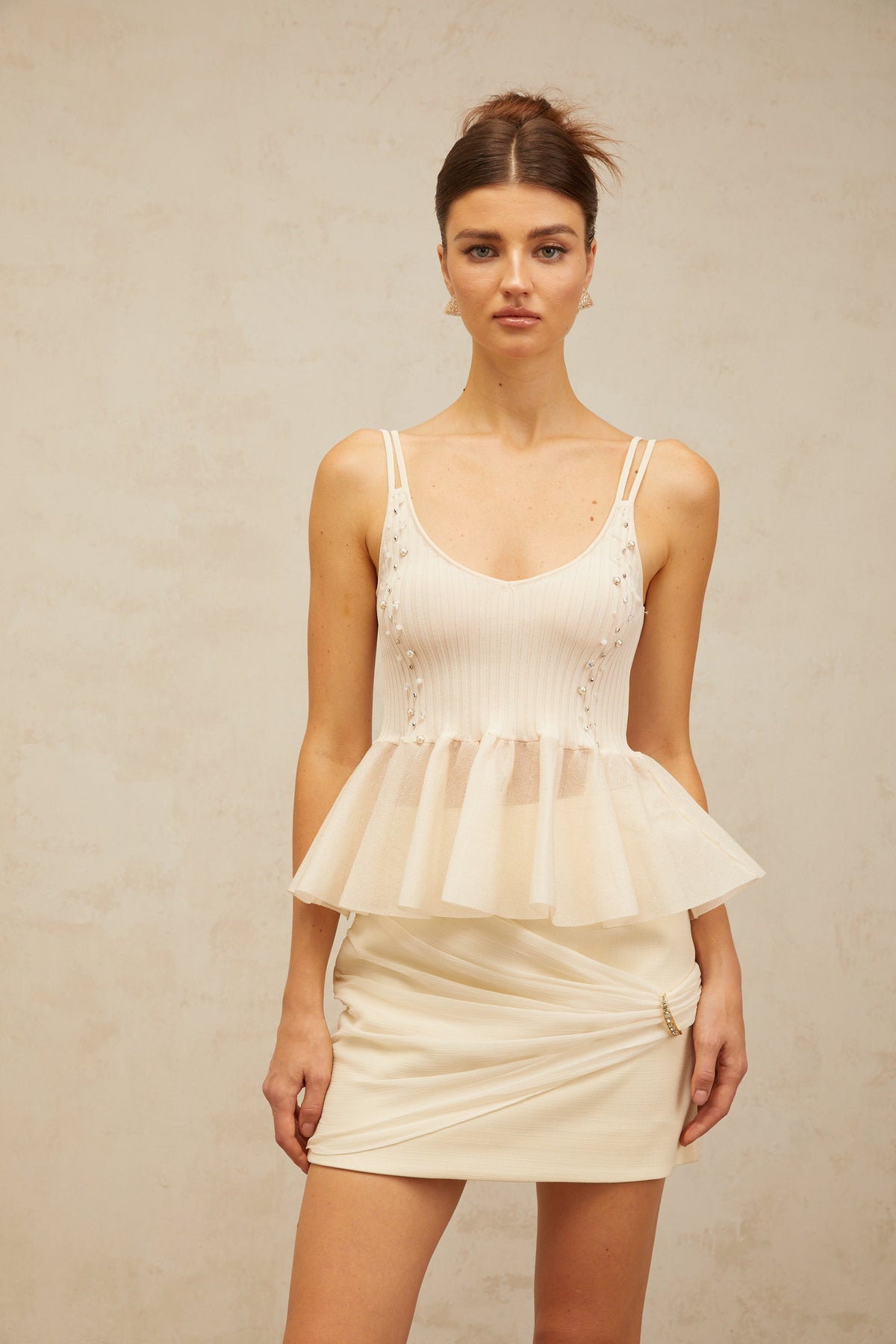Blanche neutrals peplum knitted vest top